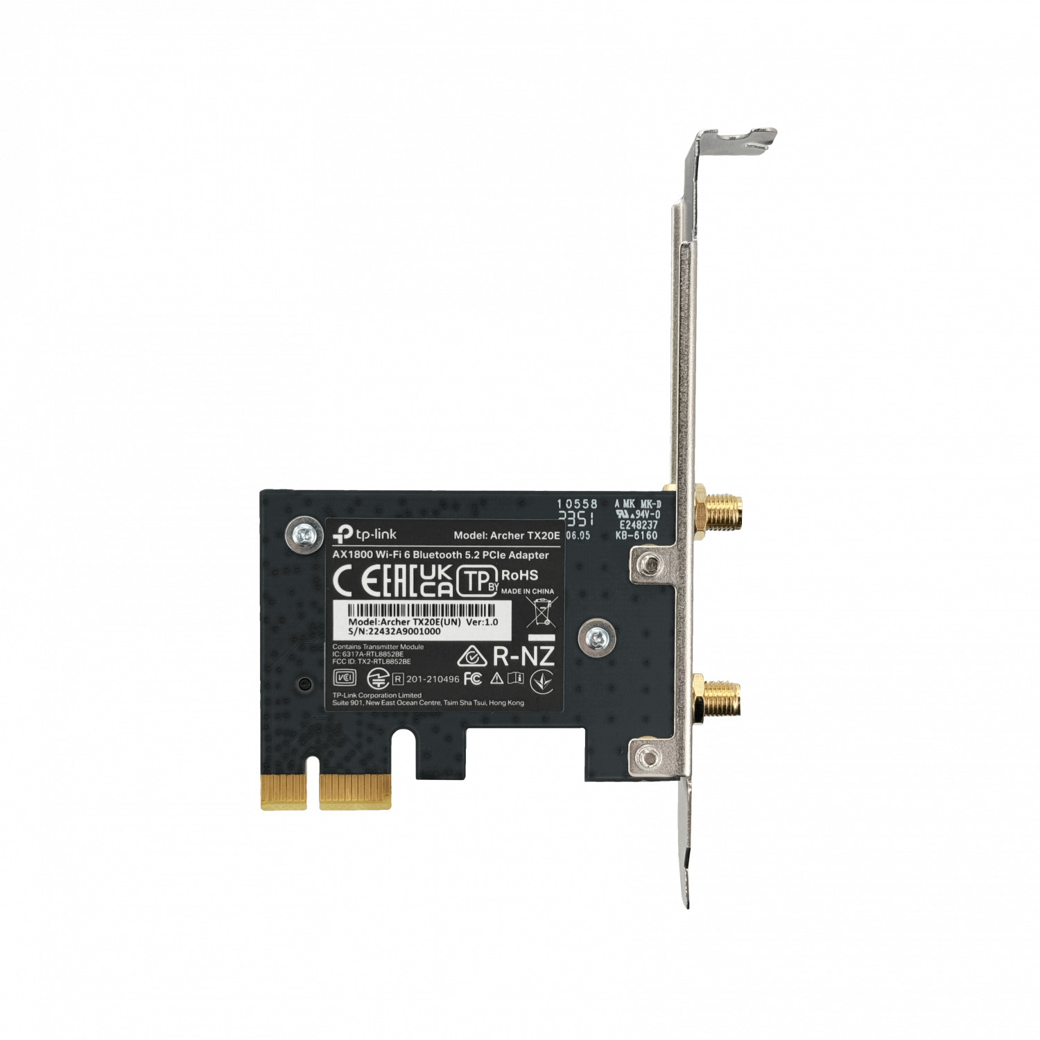 Tarjeta de Red Wi Fi PCIe TP-Link Archer TX20E Wi-Fi 6 AX1800 de doble banda con Bluetooth 5.0 5