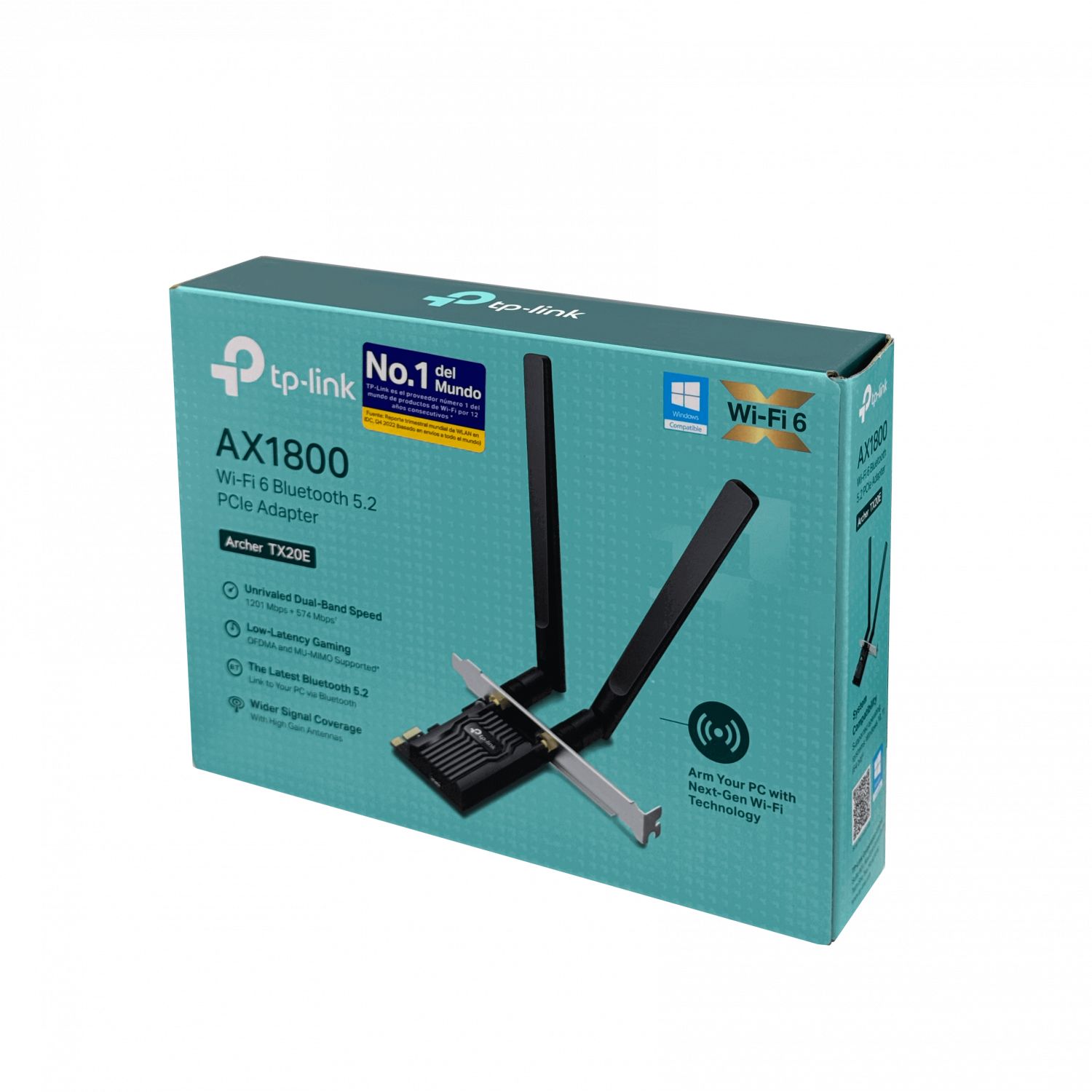 Tarjeta de Red Wi Fi PCIe TP-Link Archer TX20E Wi-Fi 6 AX1800 de doble banda con Bluetooth 5.0 6