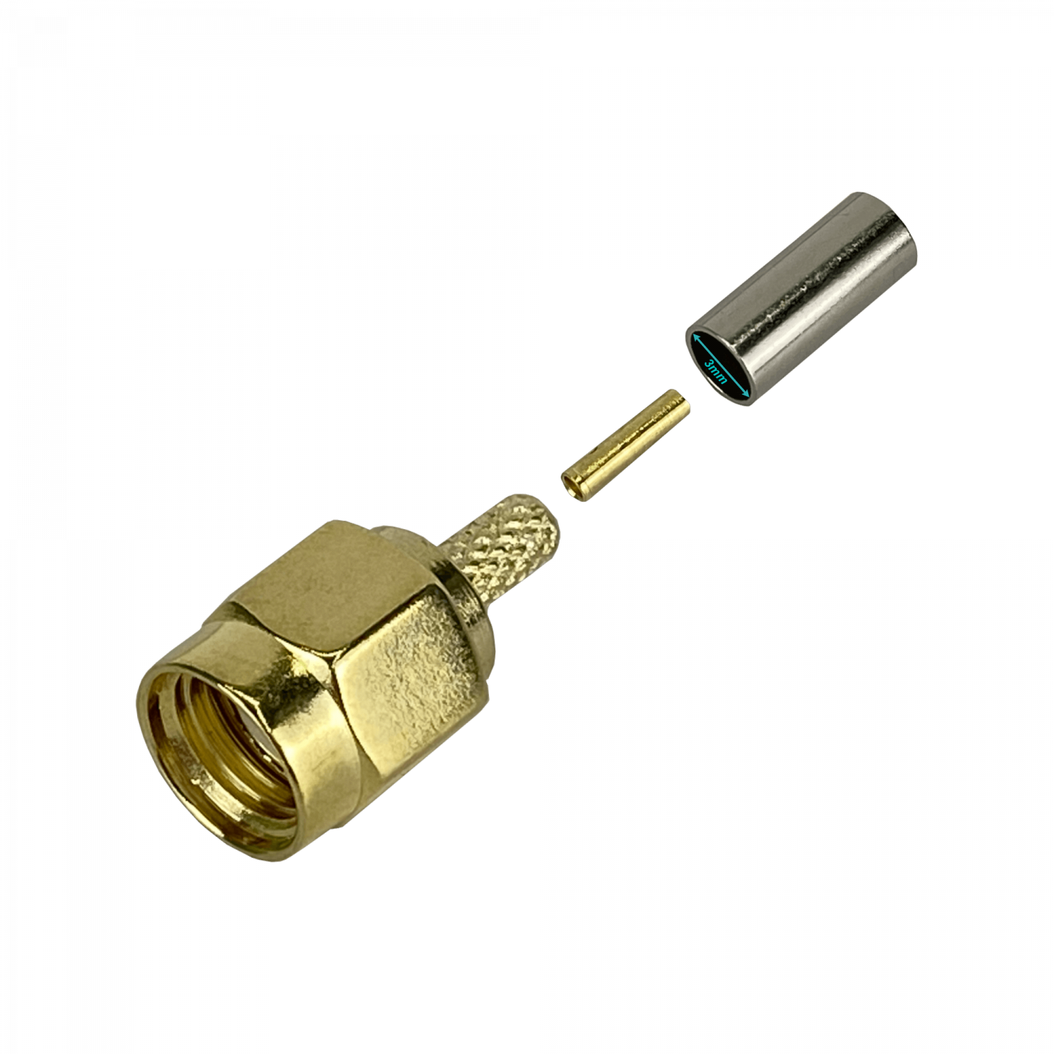 PRSMA-Macho RG316 Conector Coaxial Crimpeable CA100 RG174 1