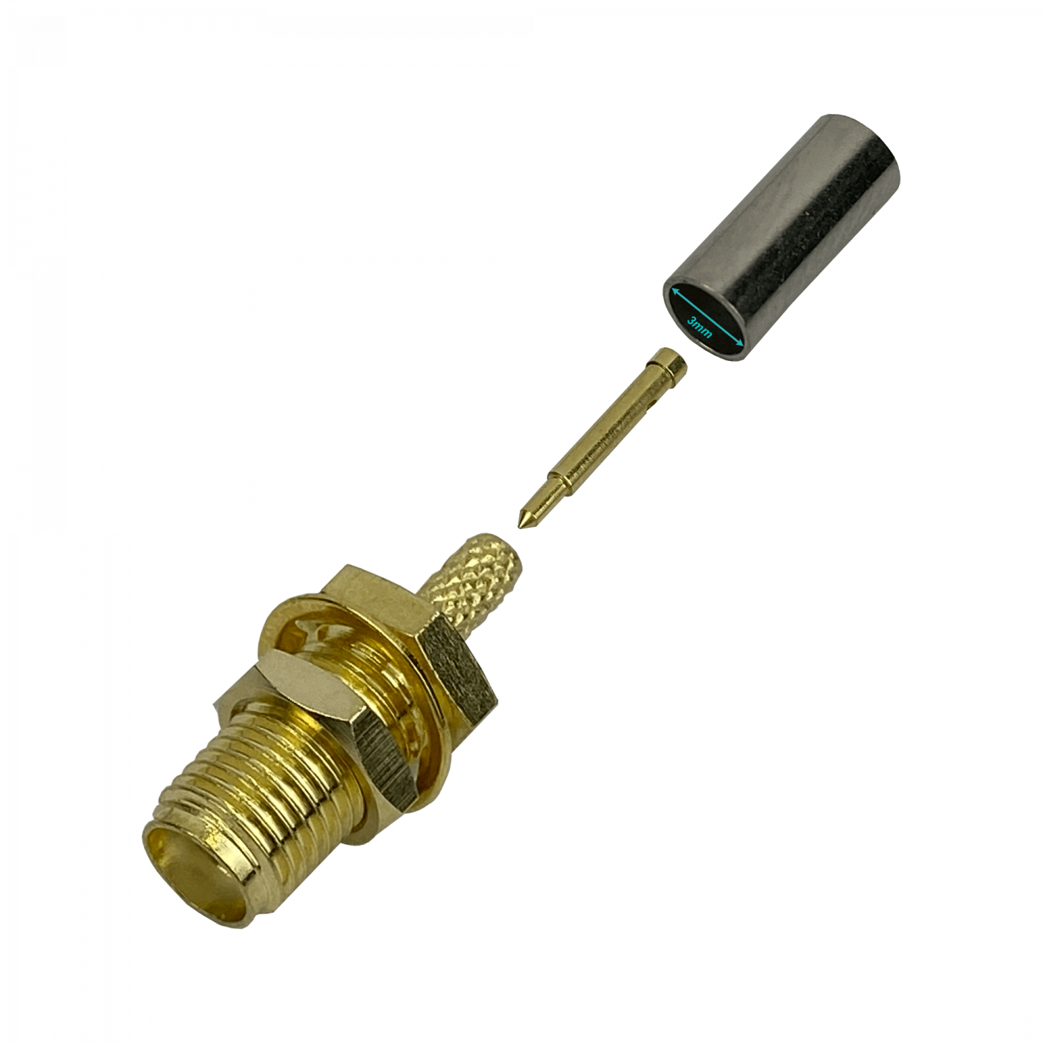 RPSMA-Hembra RG316 Conector Coaxial Crimpeable CA100 RG174 1