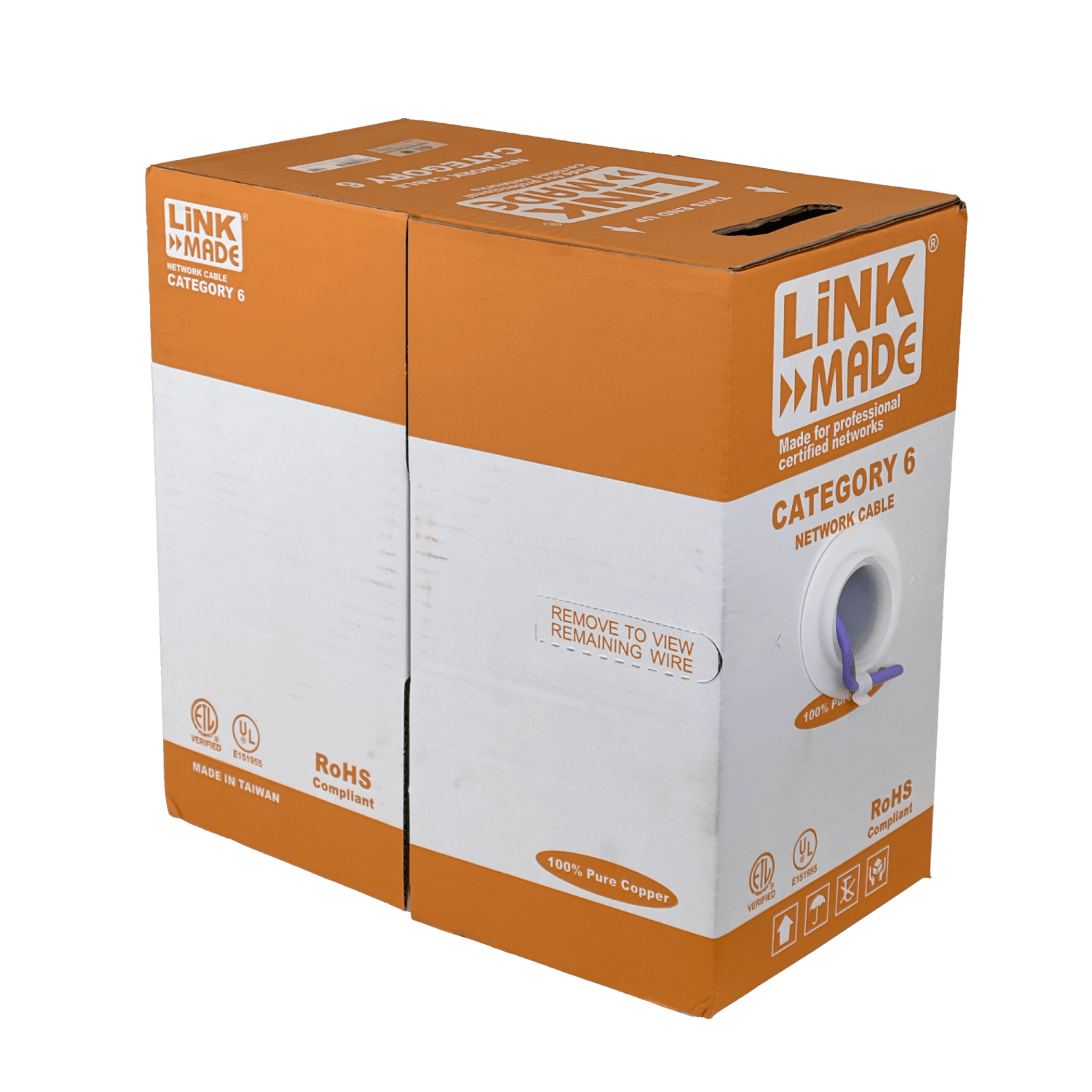 Caja Cable LINKMADE Cat6 UTP Violeta 305mt LSZH Unifilar Cobre Taiwan 1