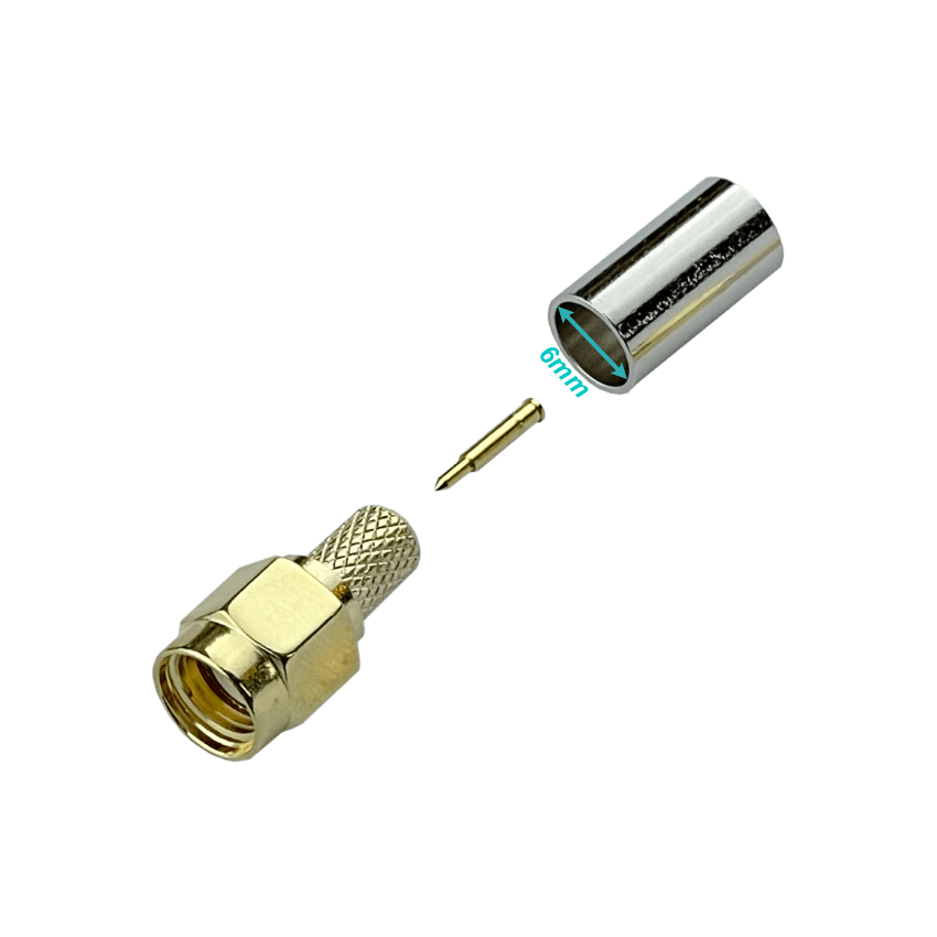 Conector coaxial SMA macho crimpeable para cable RG58 LMR195 2
