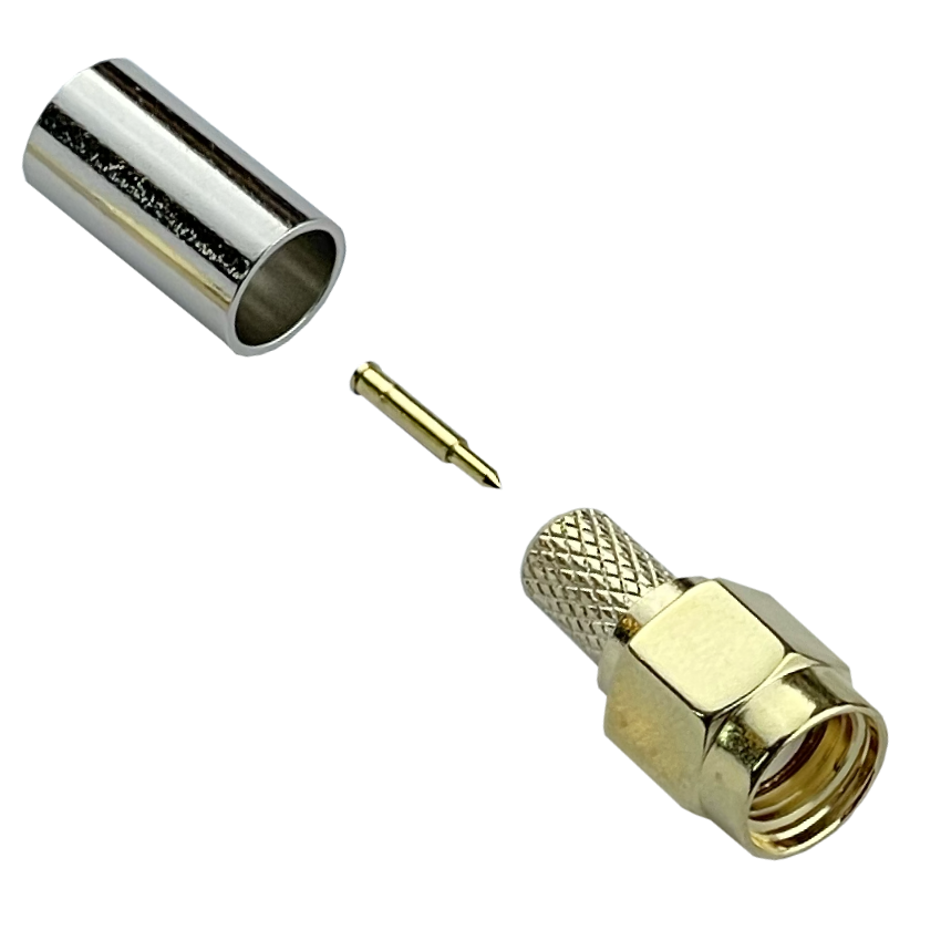Conector coaxial SMA macho crimpeable para cable RG58 LMR195 4