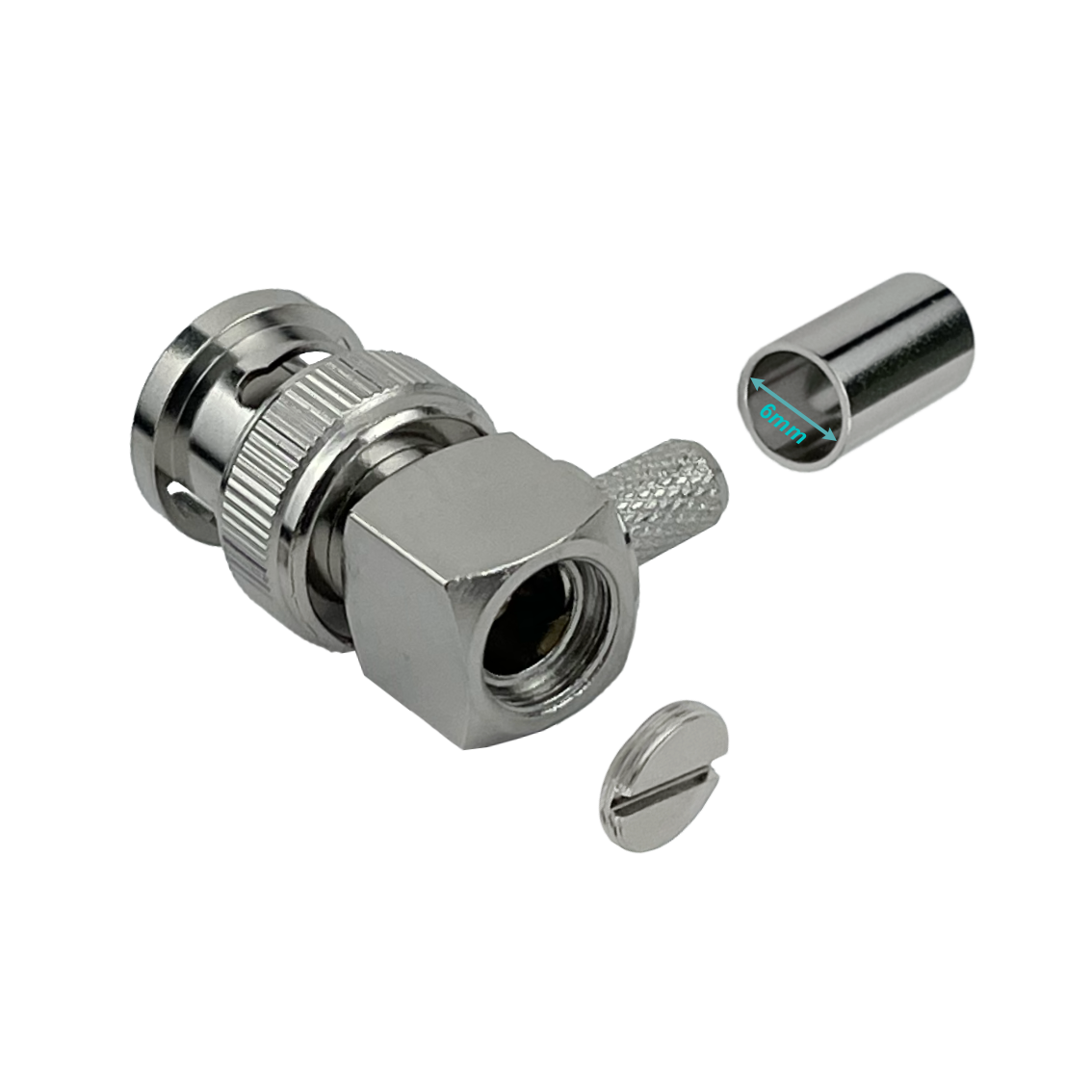 Conector BNC macho BM2J 90 grados LMR195 crimpeable RG58 RG142 2