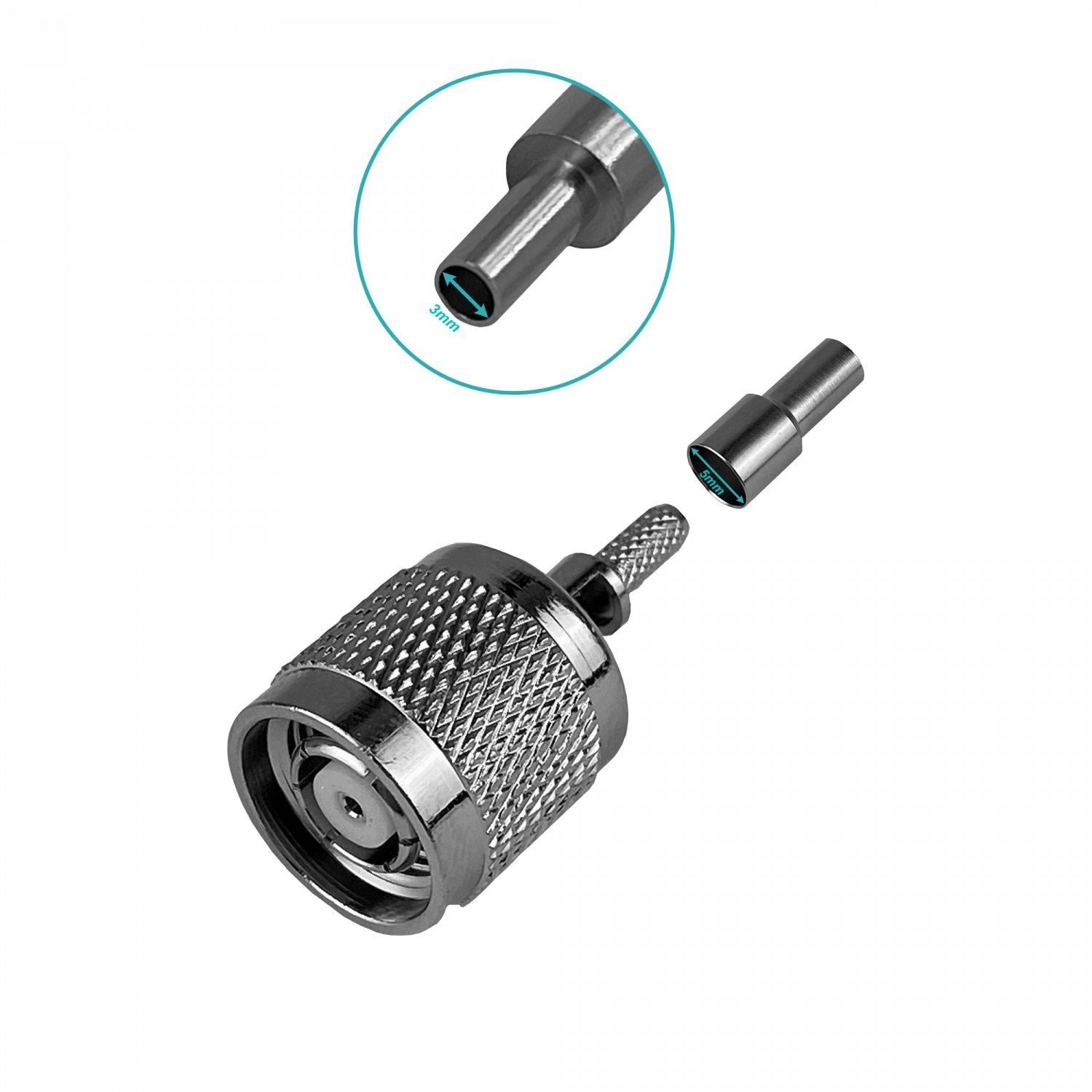 RPTNC-Macho RG316 Conector Crimpeable CA100 RG174 1