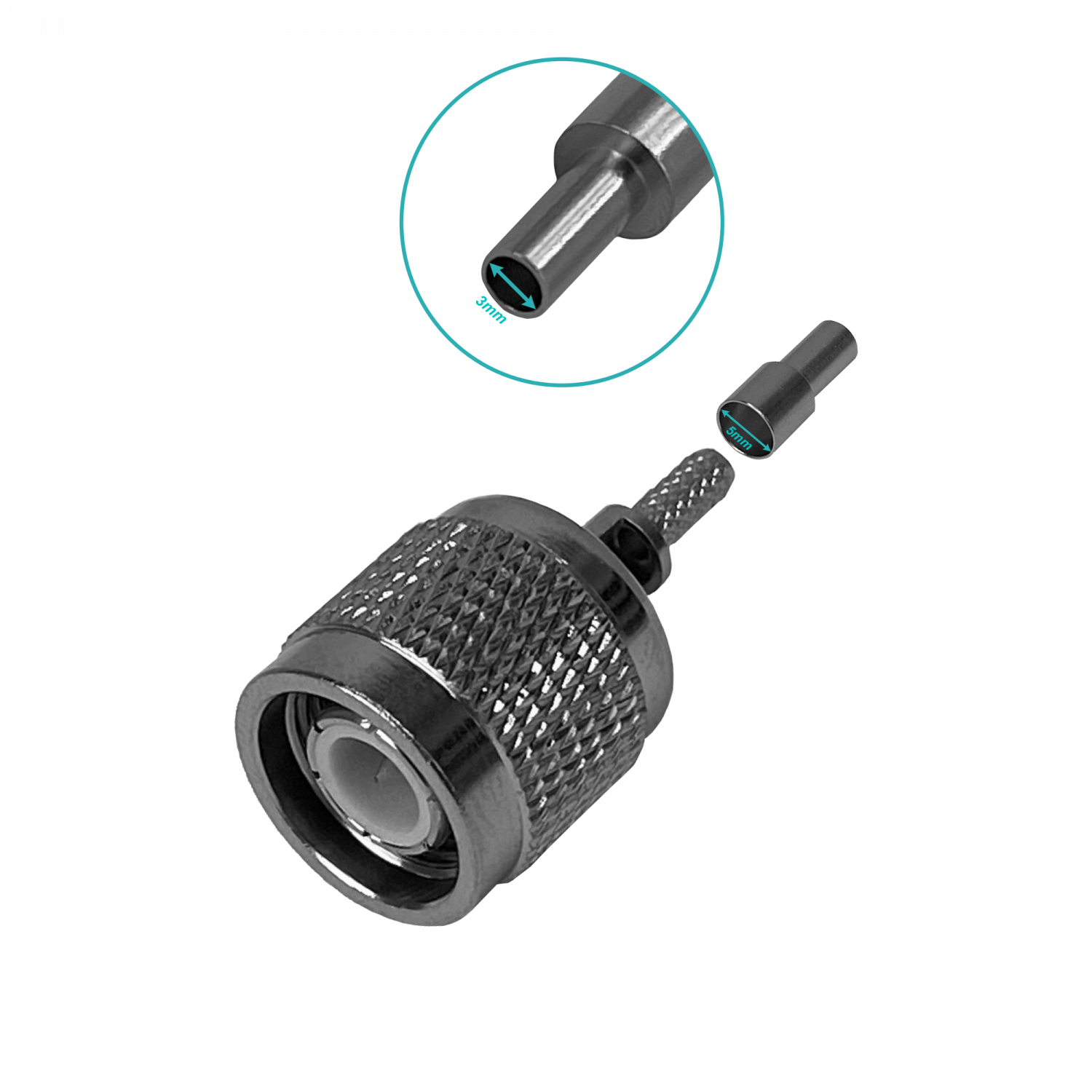 TNC-Macho RG316 Conector Coaxial Crimpeable CA100 RG174 4