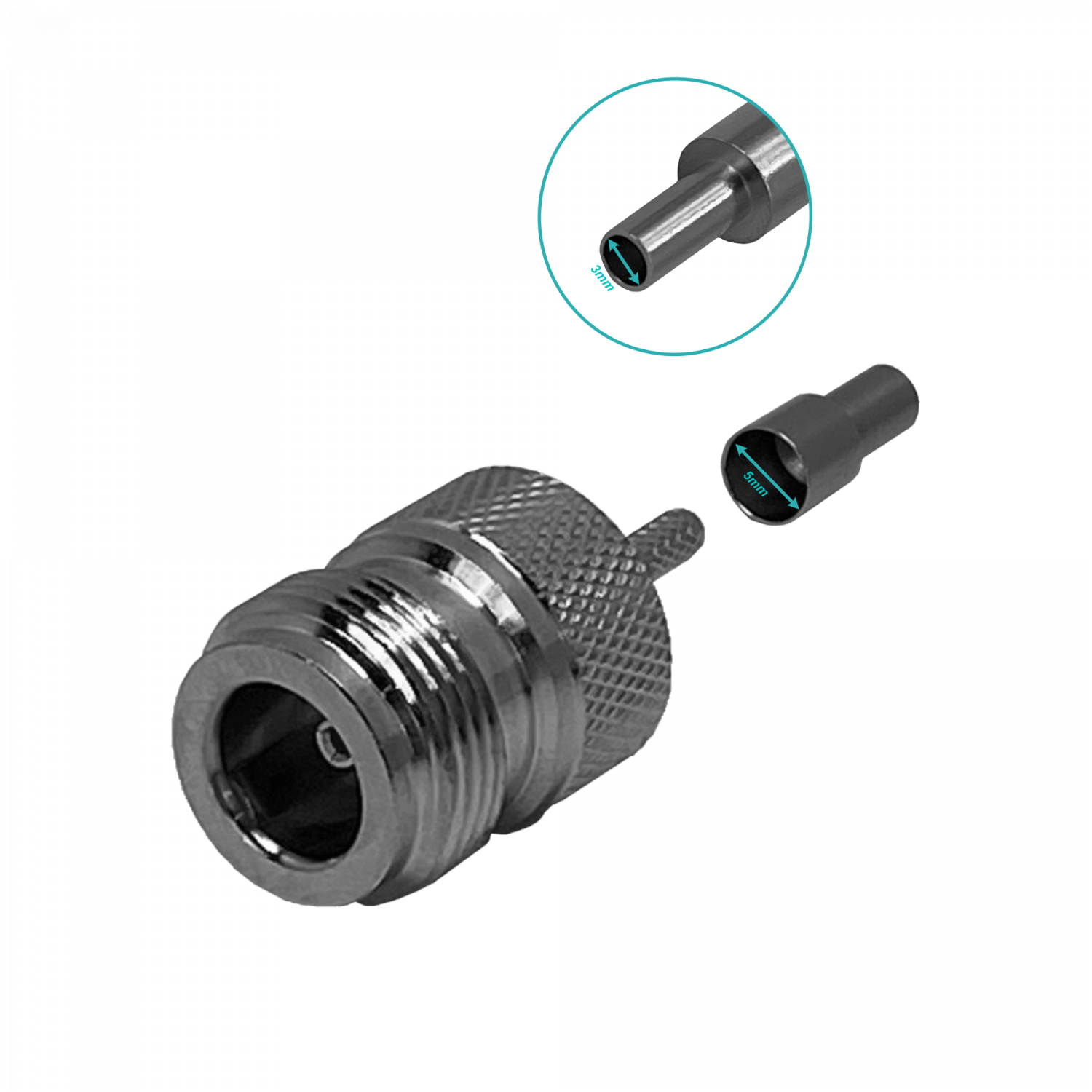 N-Hembra RG316 Conector Crimpeable CA100 RG174 3