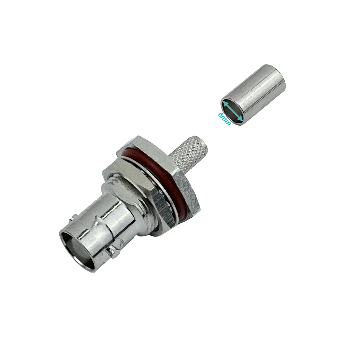 Conector BNC hembra BH2E LMR195 RG58 13mm panel crimpeable coaxial 1