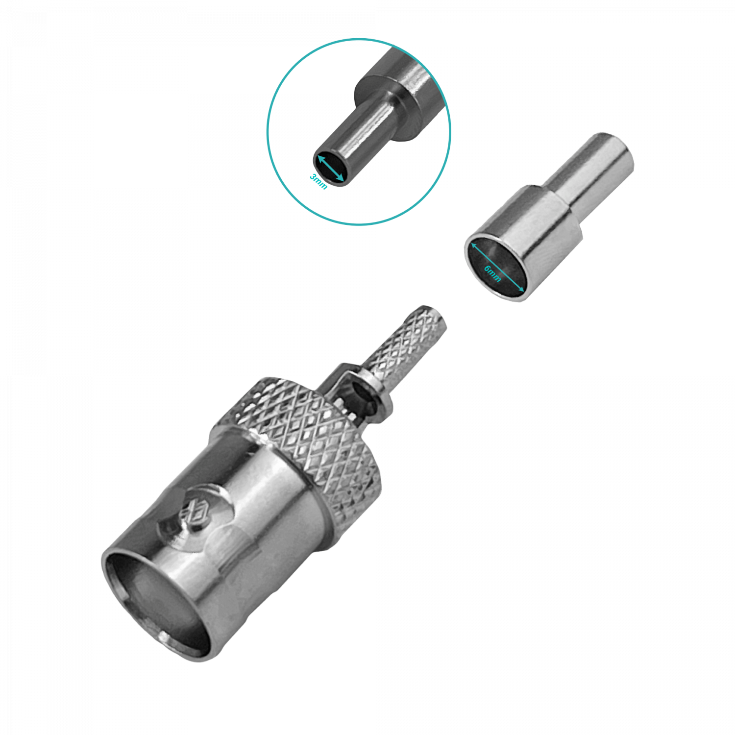 Conector BNC hembra BH1C RG316 coaxial crimpeable CA100 RG174 4