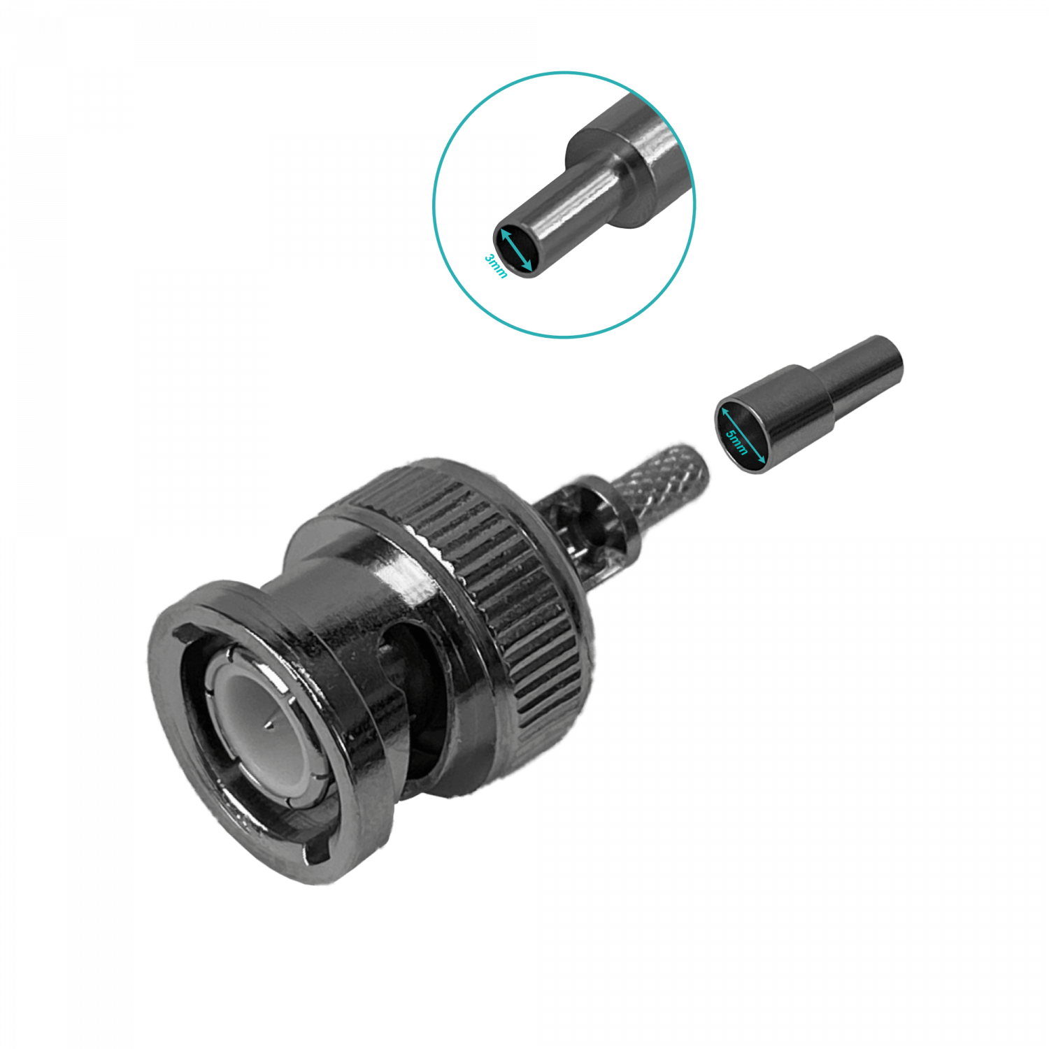Conector BNC macho BM1C RG316 coaxial crimpeable CA100 RG174 1
