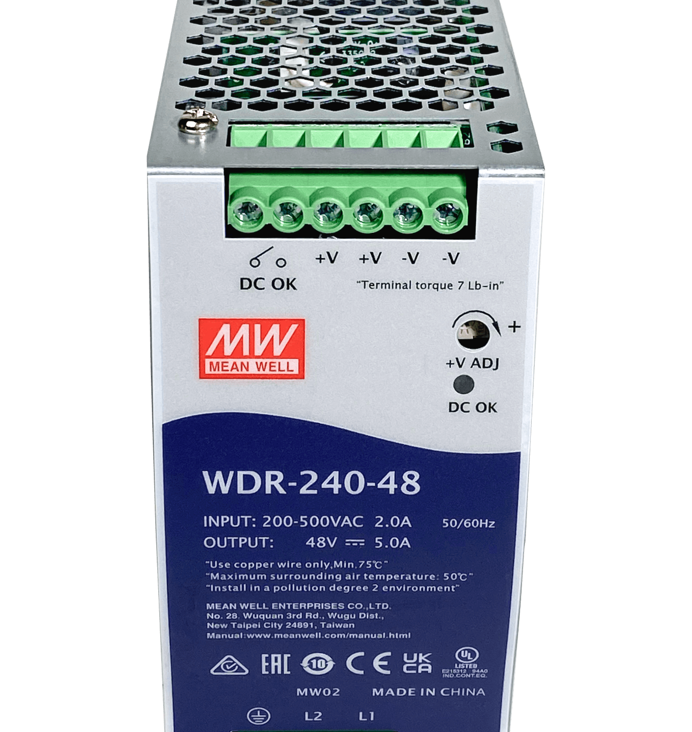 MEANWELL 180-550VAC 48VDC 240W 5A Ancho-63mm Riel-DIN Fuente Poder 4