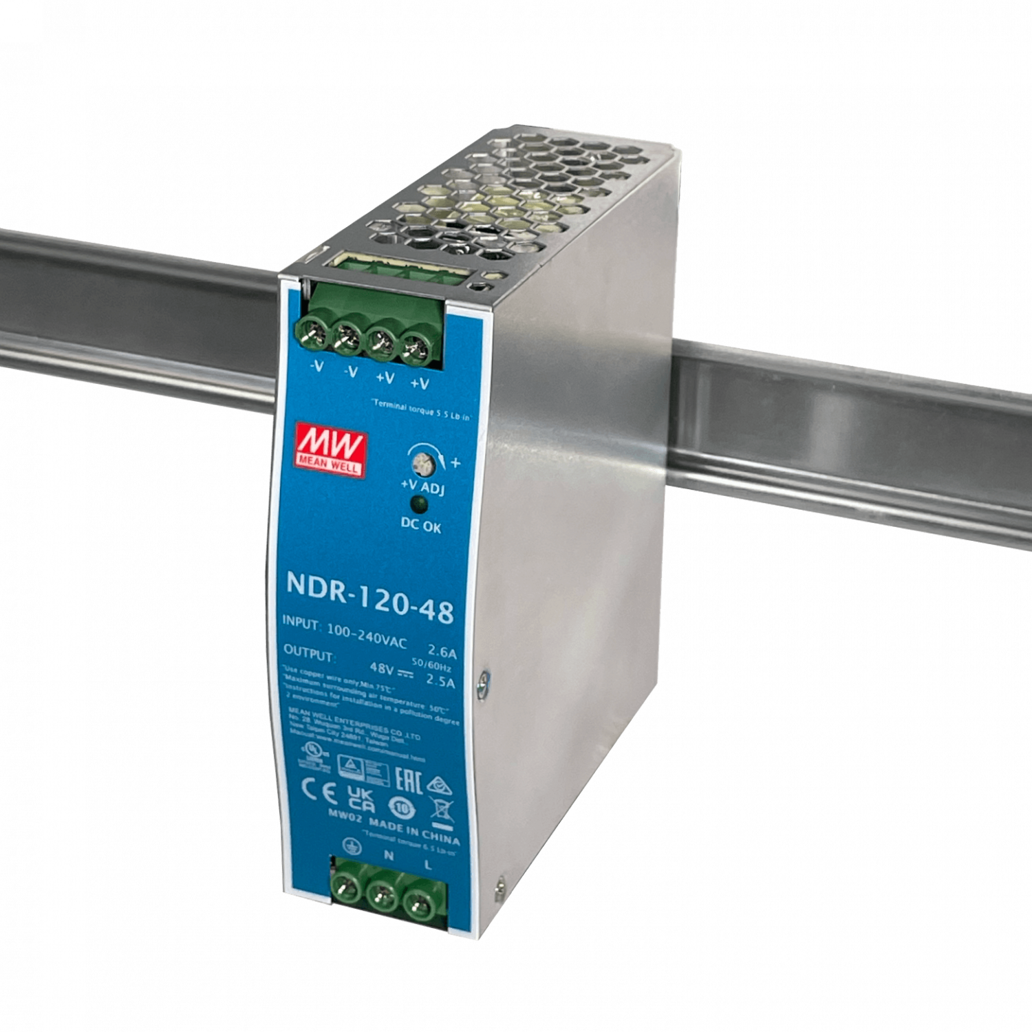 MEANWELL 48VDC 120W 2,5A ajust/48-55V Ancho-40mm Riel-DIN Fuente Poder 1