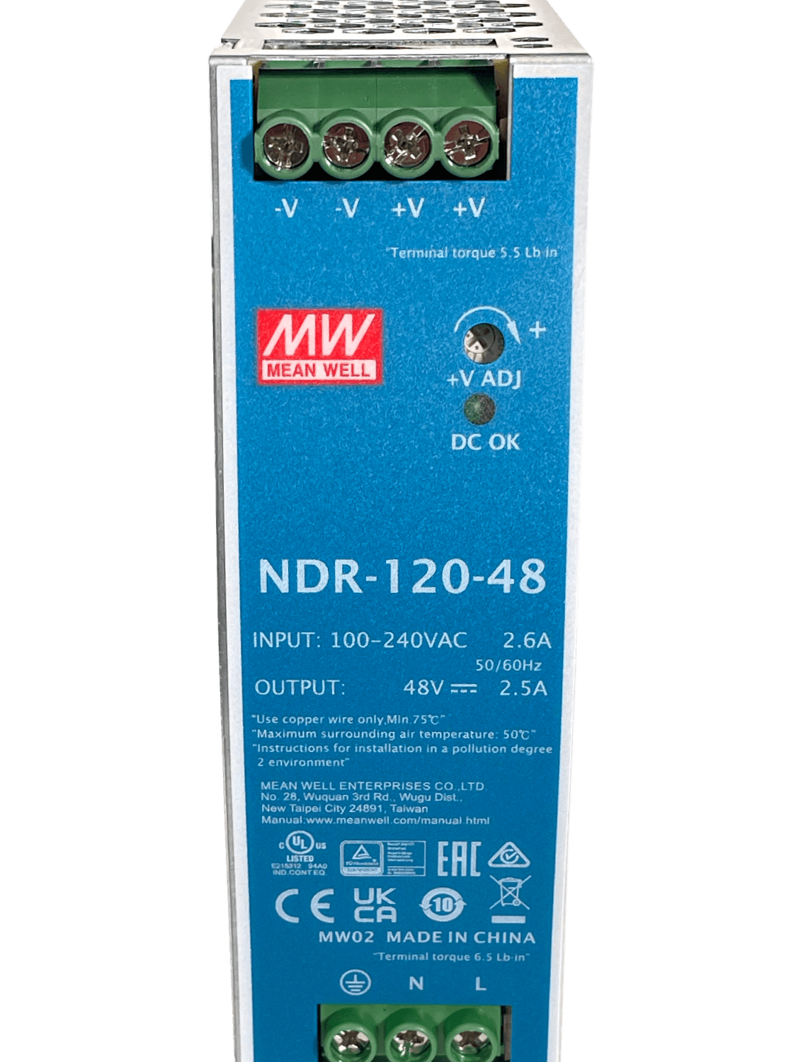 MEANWELL 48VDC 120W 2,5A ajust/48-55V Ancho-40mm Riel-DIN Fuente Poder 3
