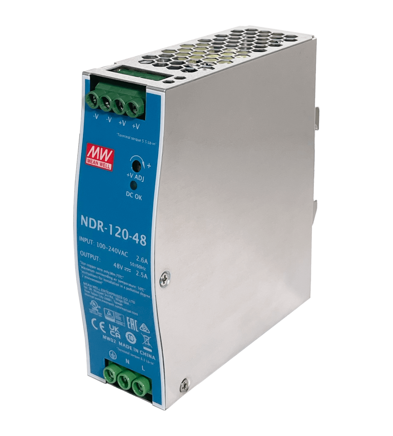 MEANWELL 48VDC 120W 2,5A ajust/48-55V Ancho-40mm Riel-DIN Fuente Poder 5