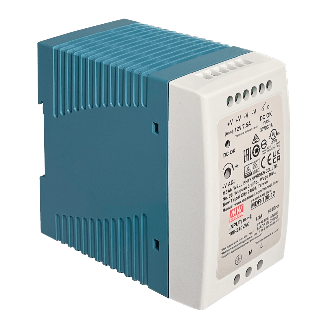 MEANWELL 12VDC 90W 7,5A Ajustable Ancho-55mm Riel-DIN Fuente-Poder 4