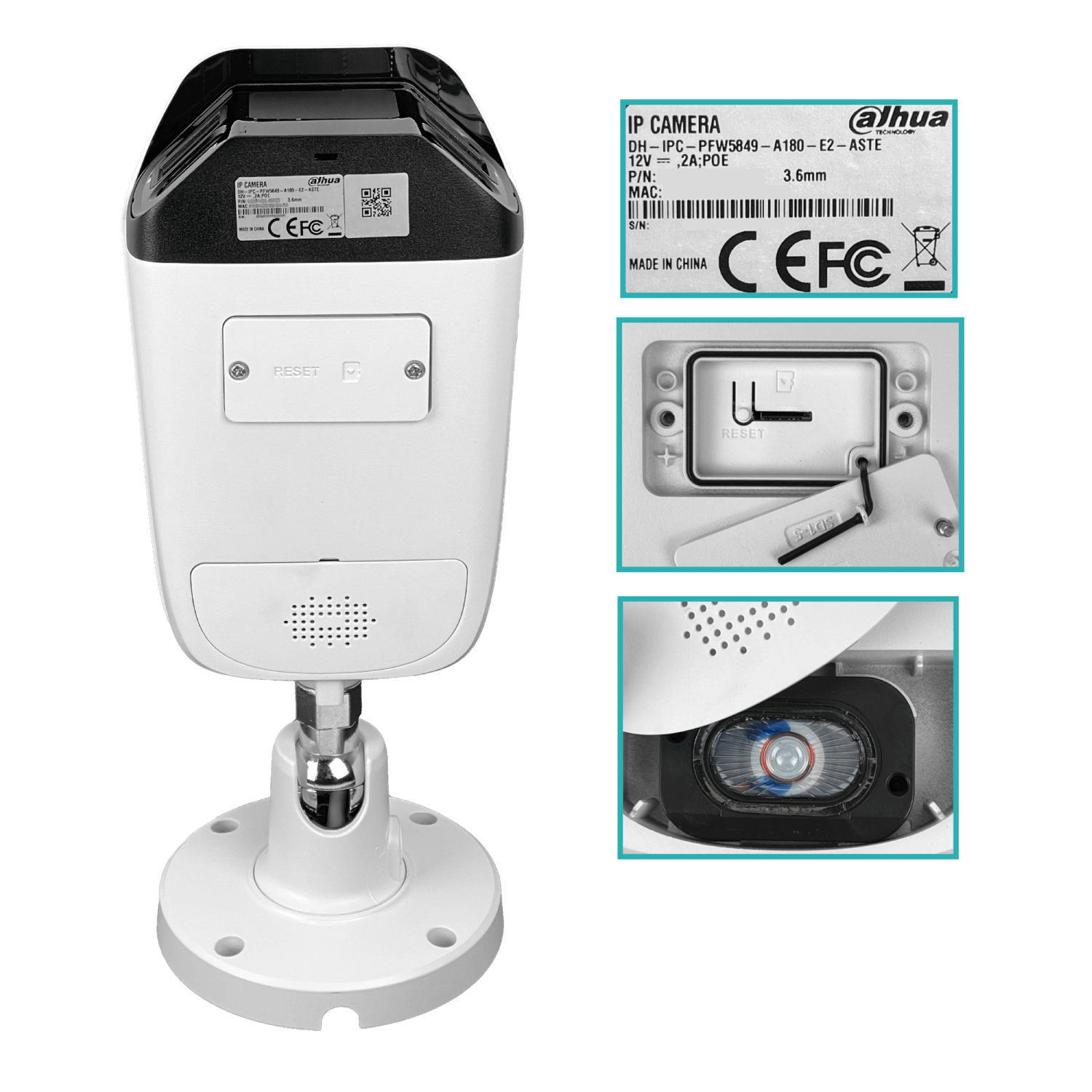 DAHUA Bala 8MP 3,6mm doble lente 180° Full Color IP67 MicSD RCA IR40mt 2