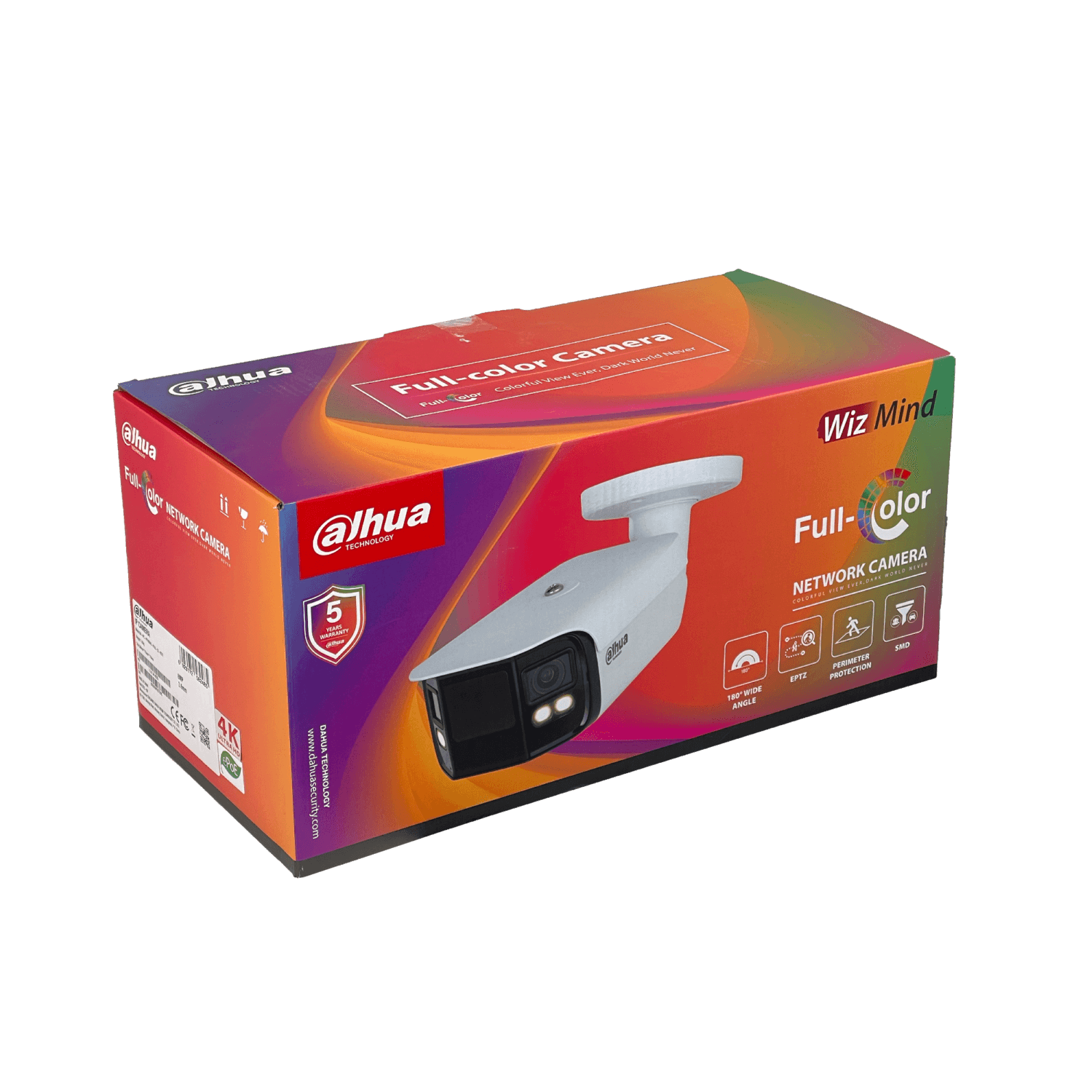 DAHUA Bala 8MP 3,6mm doble lente 180° Full Color IP67 MicSD RCA IR40mt 3