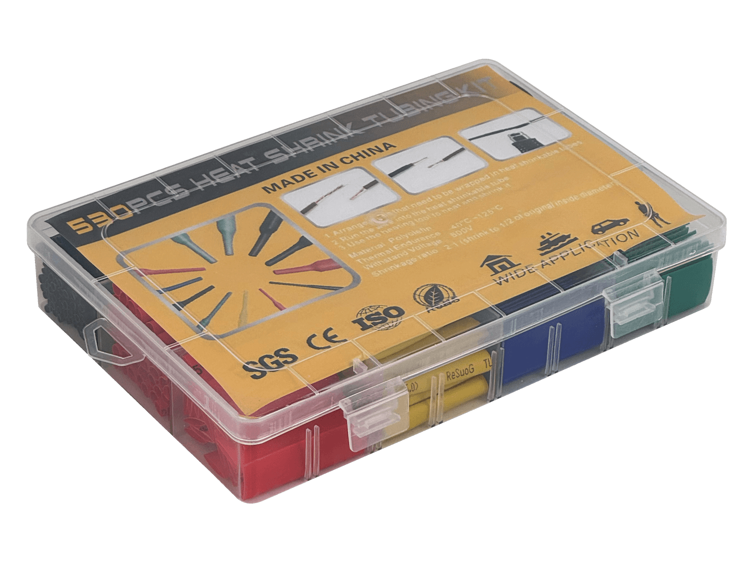 Kit de Tubos Termoretractil 530-Piezas 1,5/2/3/4/5/6/8/10mm 2