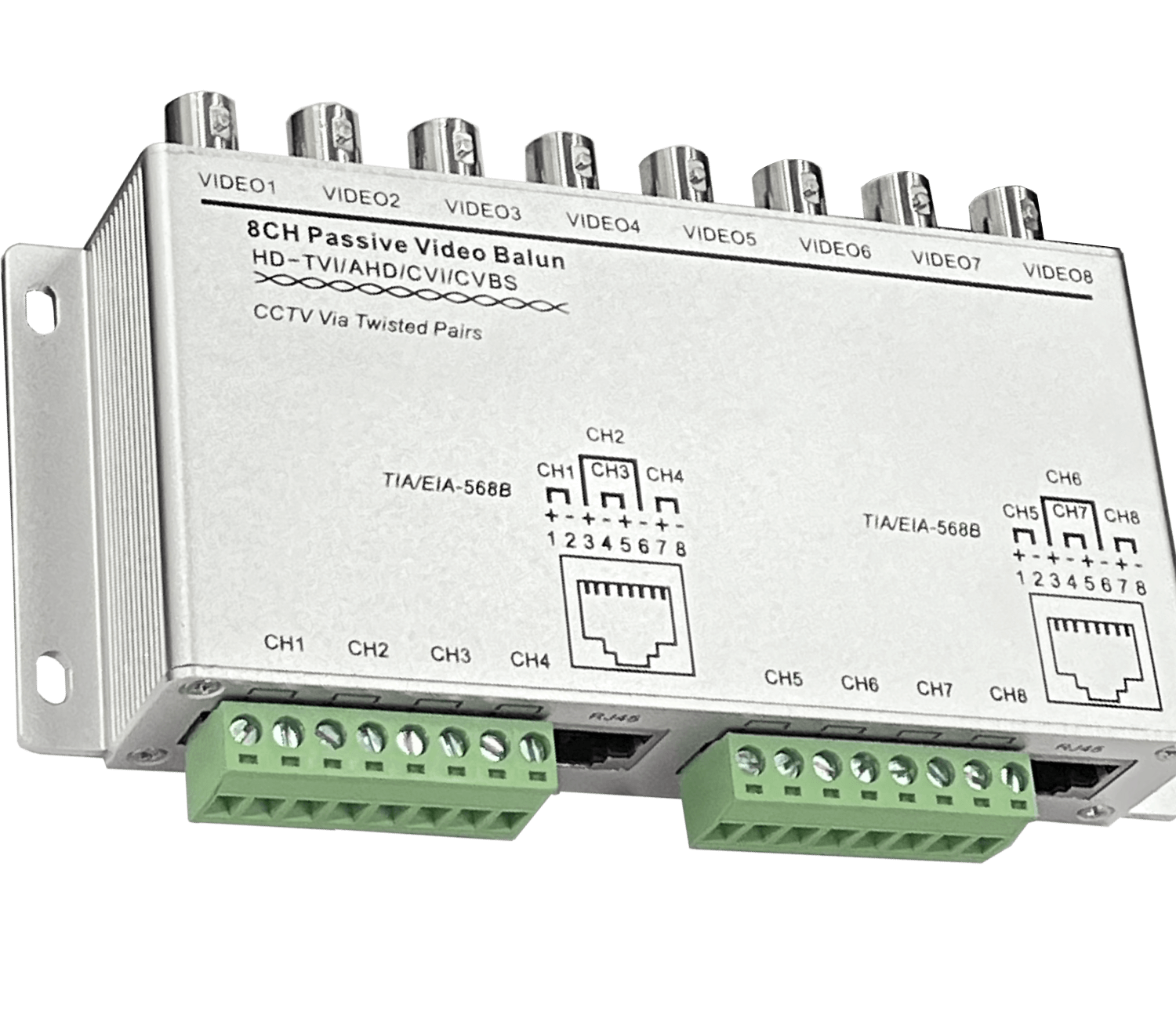 Transceptor Pasivo 8 Canales 2-RJ45 8-BNC CVI TVI AHD 2