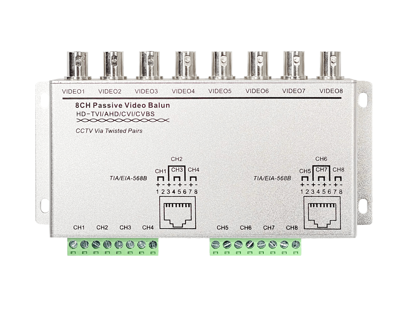 Transceptor Pasivo 8 Canales 2-RJ45 8-BNC CVI TVI AHD 5