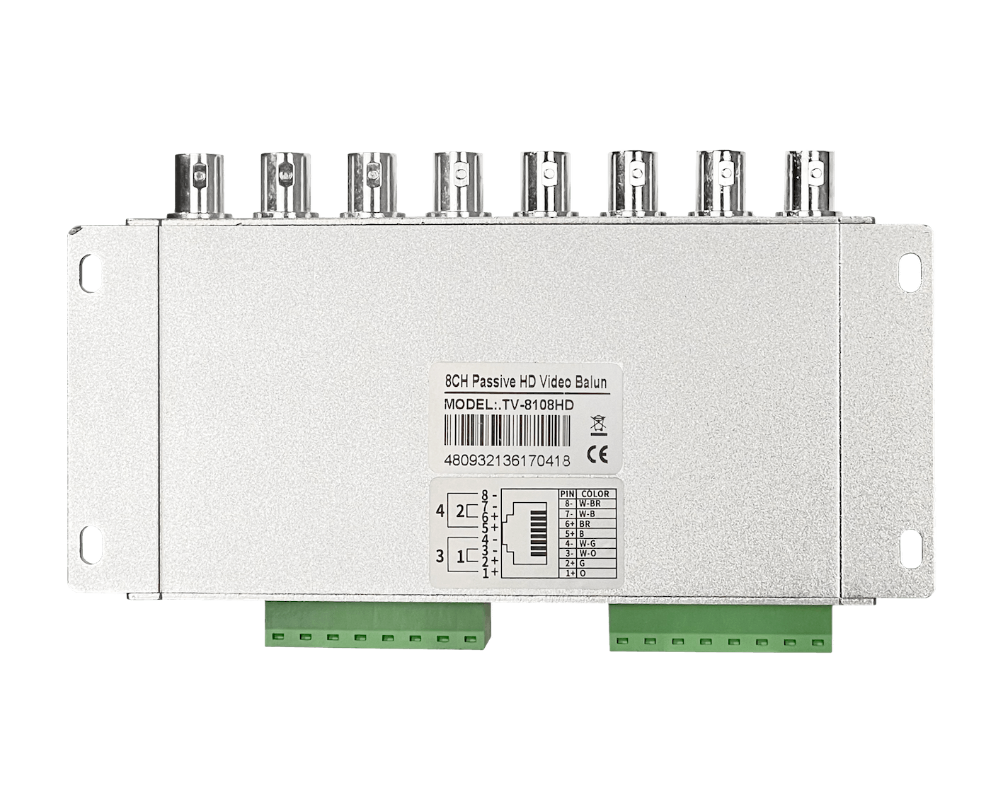 Transceptor Pasivo 8 Canales 2-RJ45 8-BNC CVI TVI AHD 6