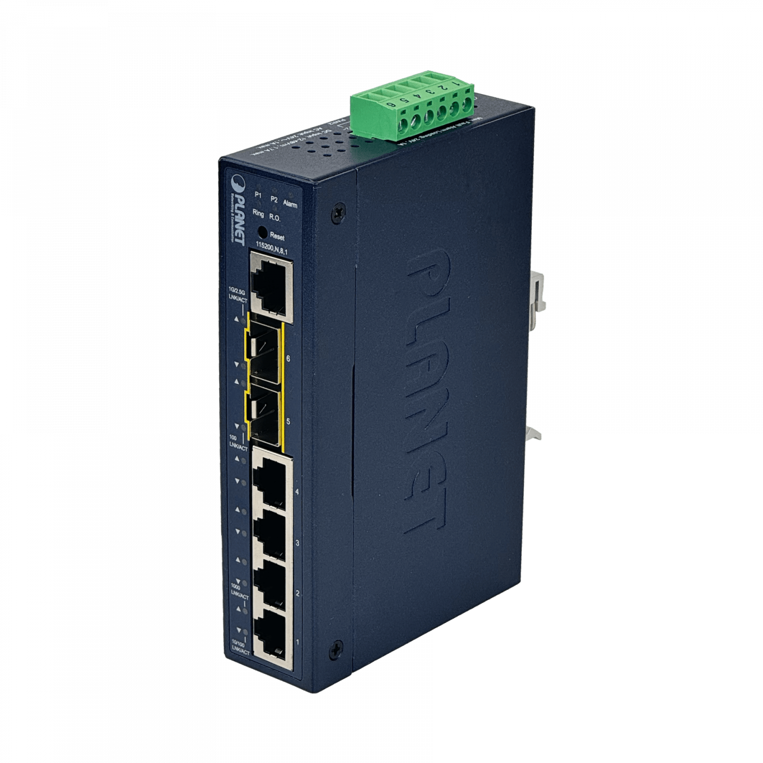PLANET 4-1000 1-SFP 1-SFP-2.5G Switch Indus Admin L2 Riel-DIN 12-48VDC 2