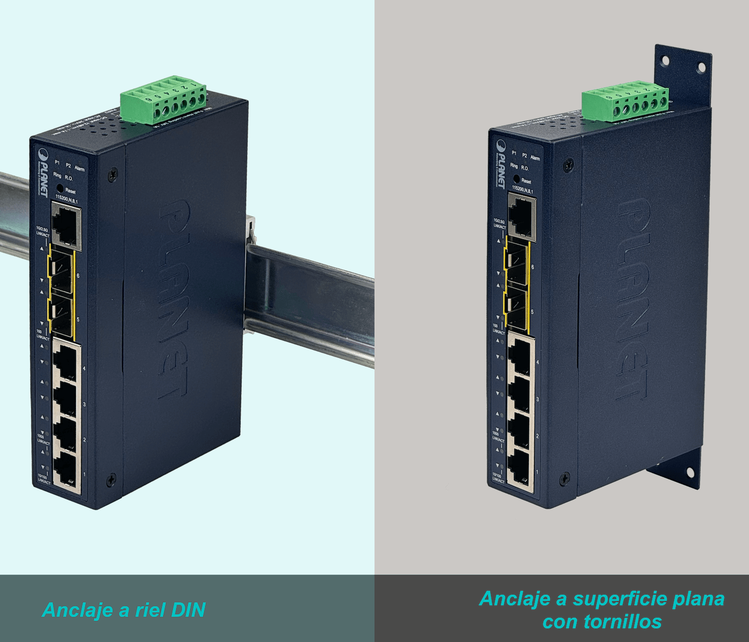 PLANET 4-1000 1-SFP 1-SFP-2.5G Switch Indus Admin L2 Riel-DIN 12-48VDC 5