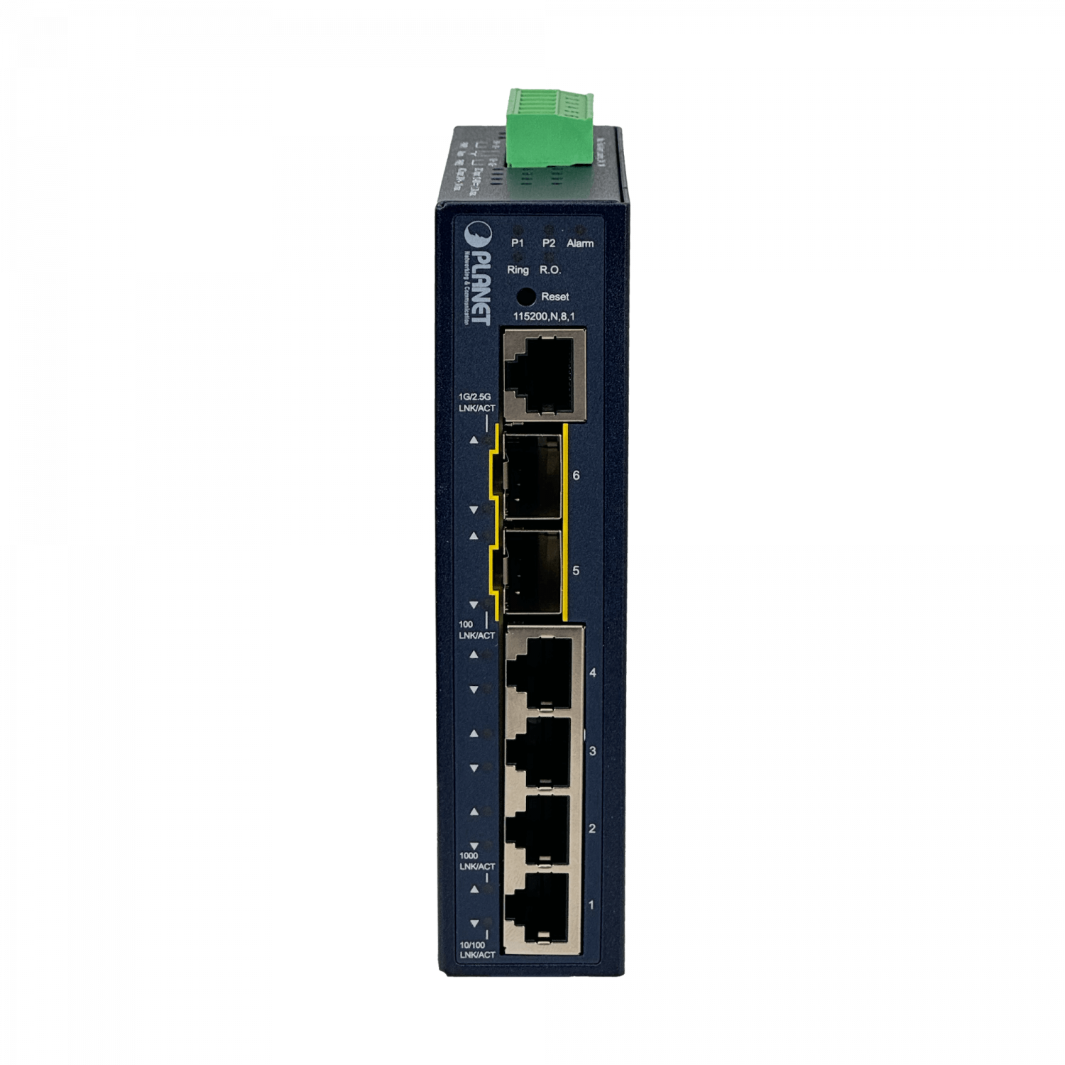 PLANET 4-1000 1-SFP 1-SFP-2.5G Switch Indus Admin L2 Riel-DIN 12-48VDC 6