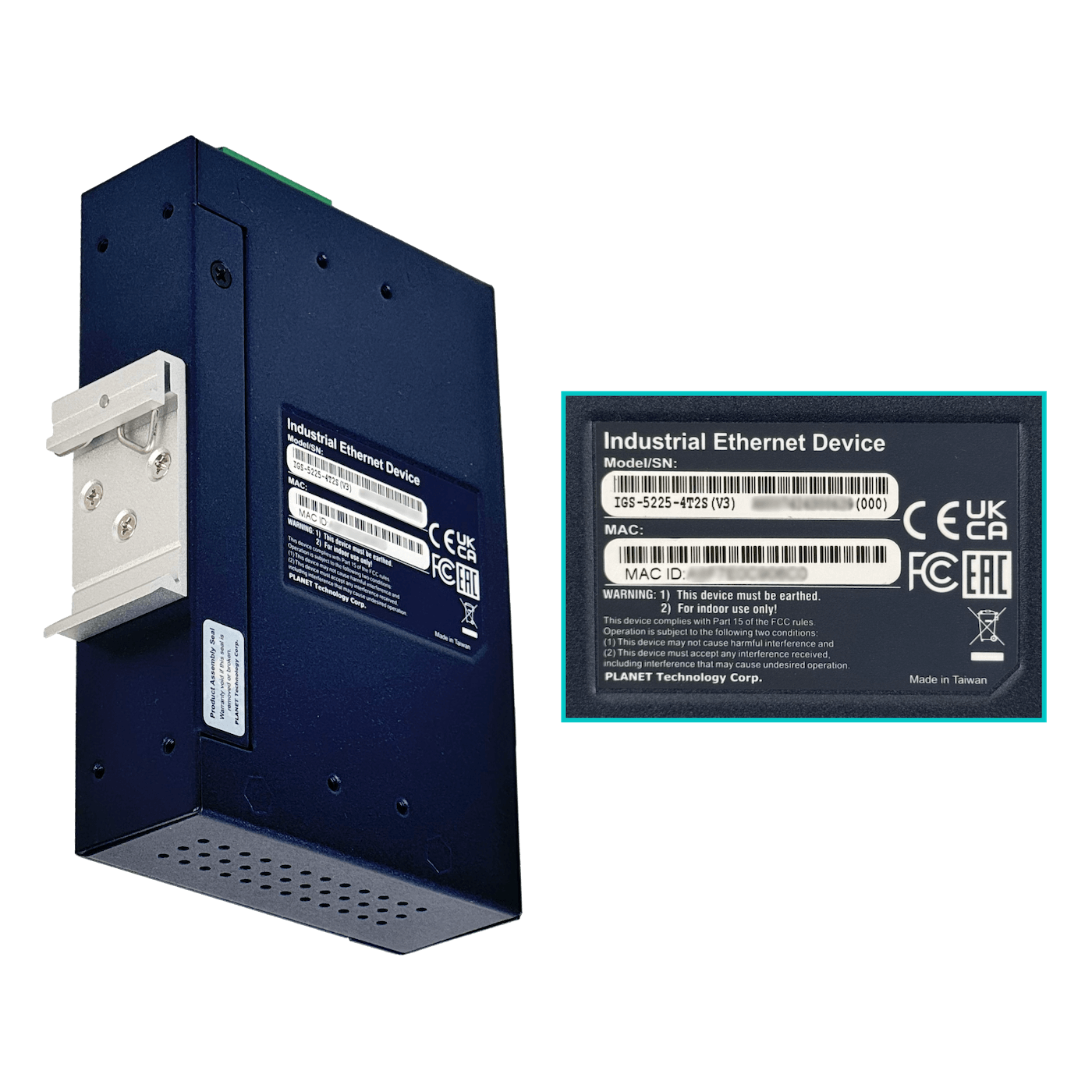 PLANET 4-1000 1-SFP 1-SFP-2.5G Switch Indus Admin L2 Riel-DIN 12-48VDC 7