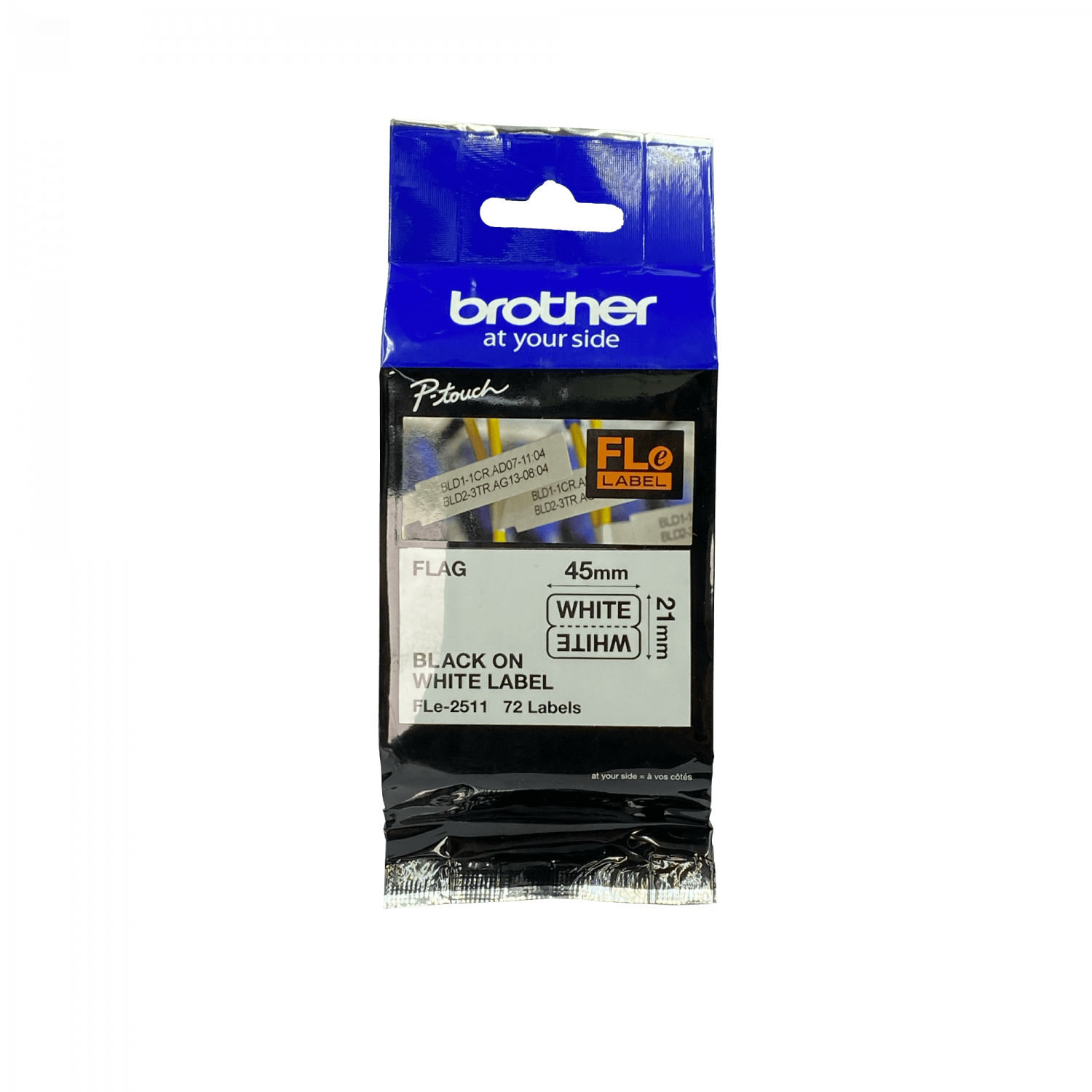 Cinta Brother FLE2511 bandera precortada cables 72 etiquetas 21x45mm 1