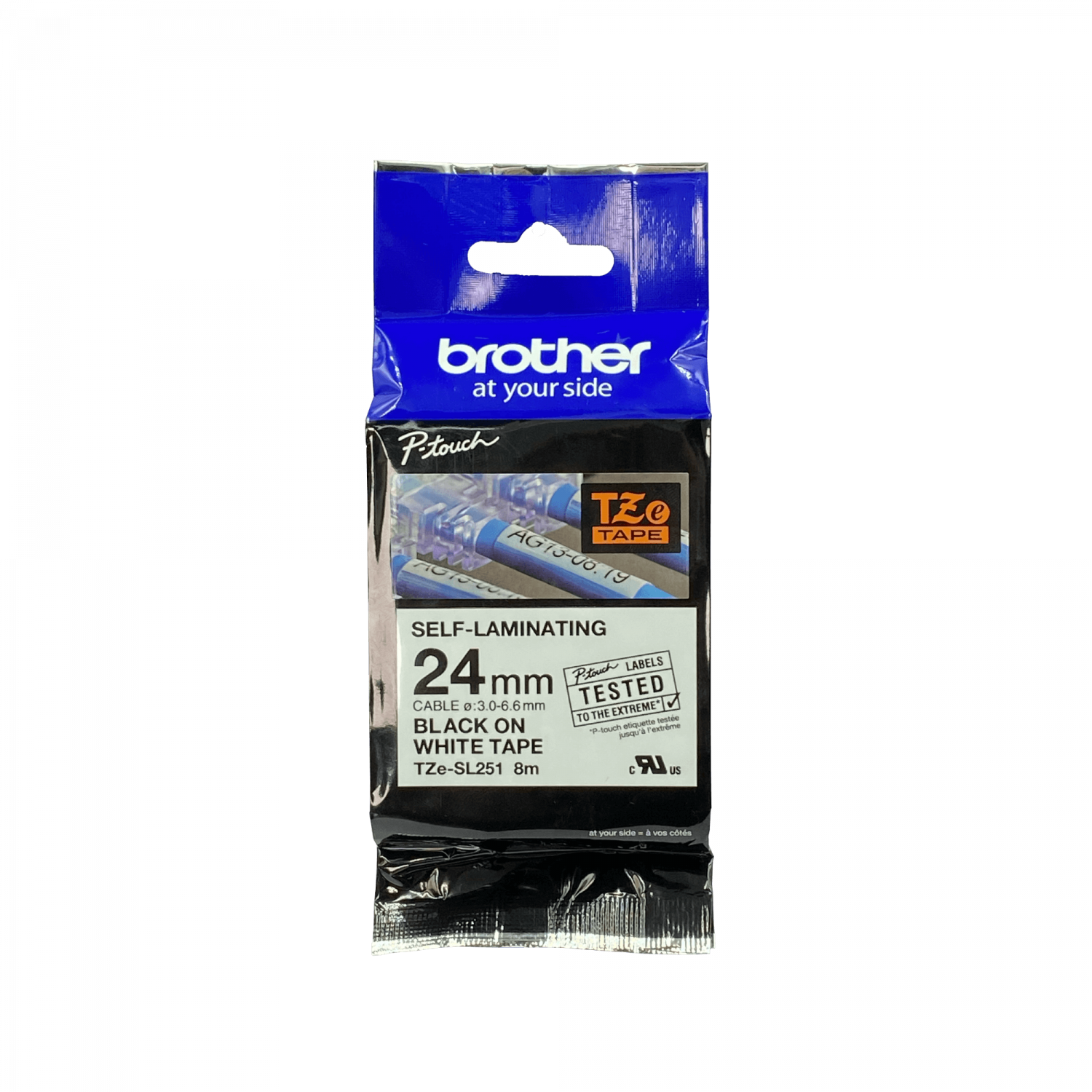Cinta auto laminada Brother TZE-SL251 24mm negro en blanco 8m 1
