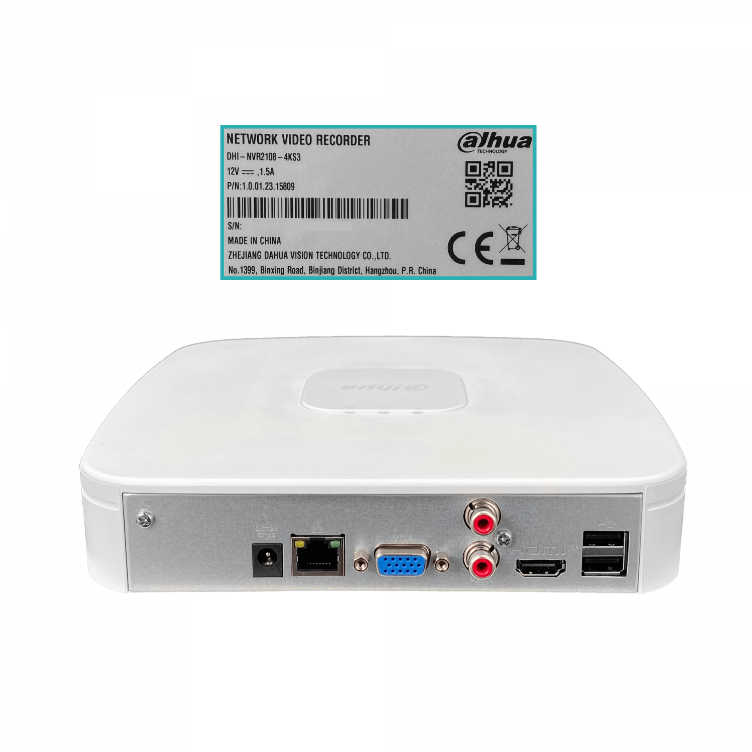 NVR 8 Canales IP 12MP 4K HDMI/VGA AI WizSense 1xSATA hasta 20TB, Dahua DHI-NVR2108-4KS3 6