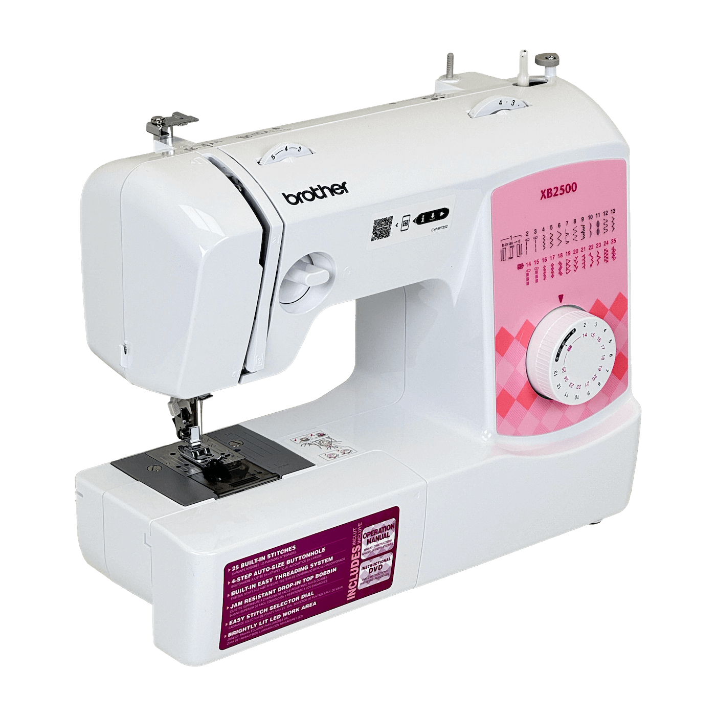 Máquina de Coser Brother XB2500, 25 Puntadas, Ojal en 4 Pasos, Enhebrador Automático 1