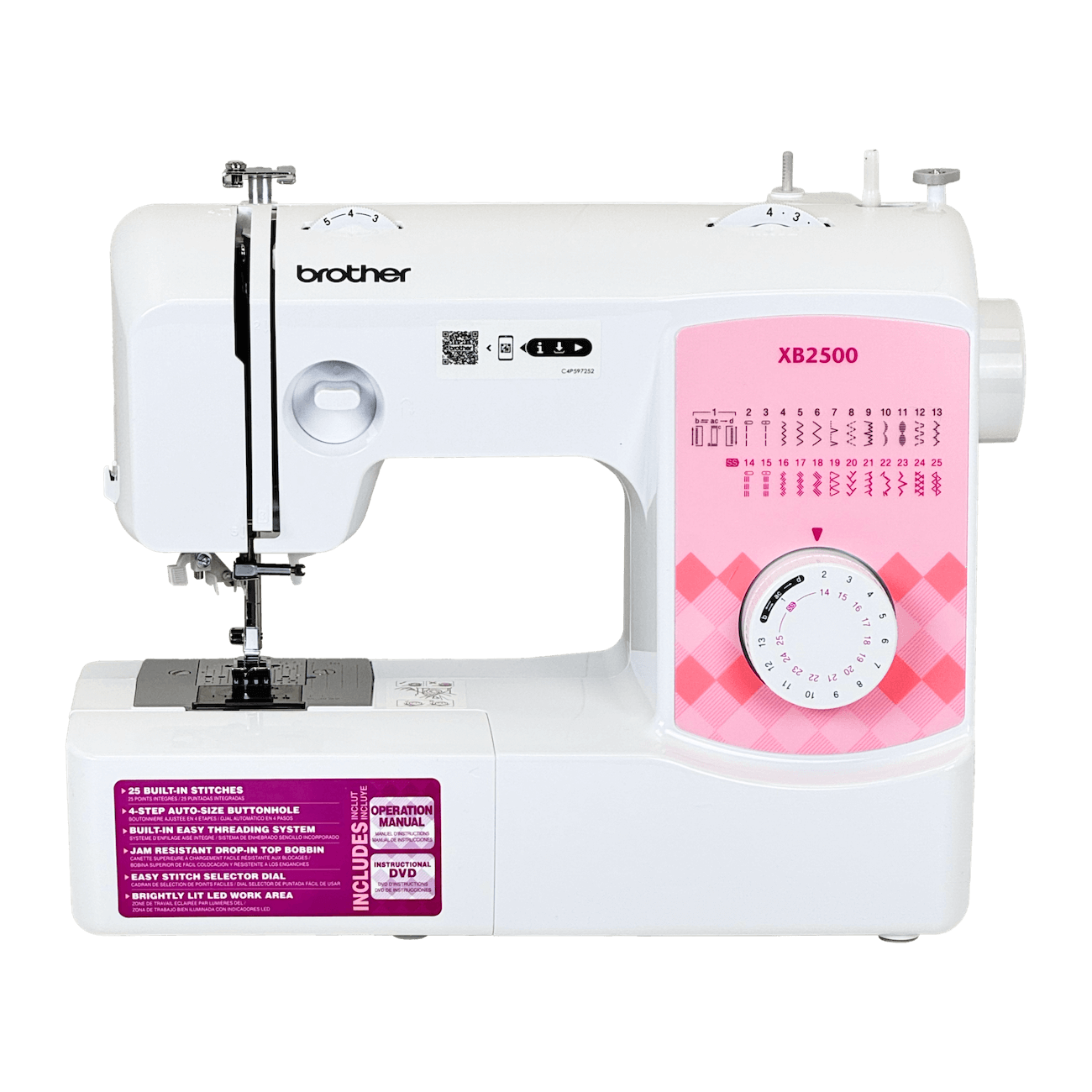 Máquina de Coser Brother XB2500, 25 Puntadas, Ojal en 4 Pasos, Enhebrador Automático 3