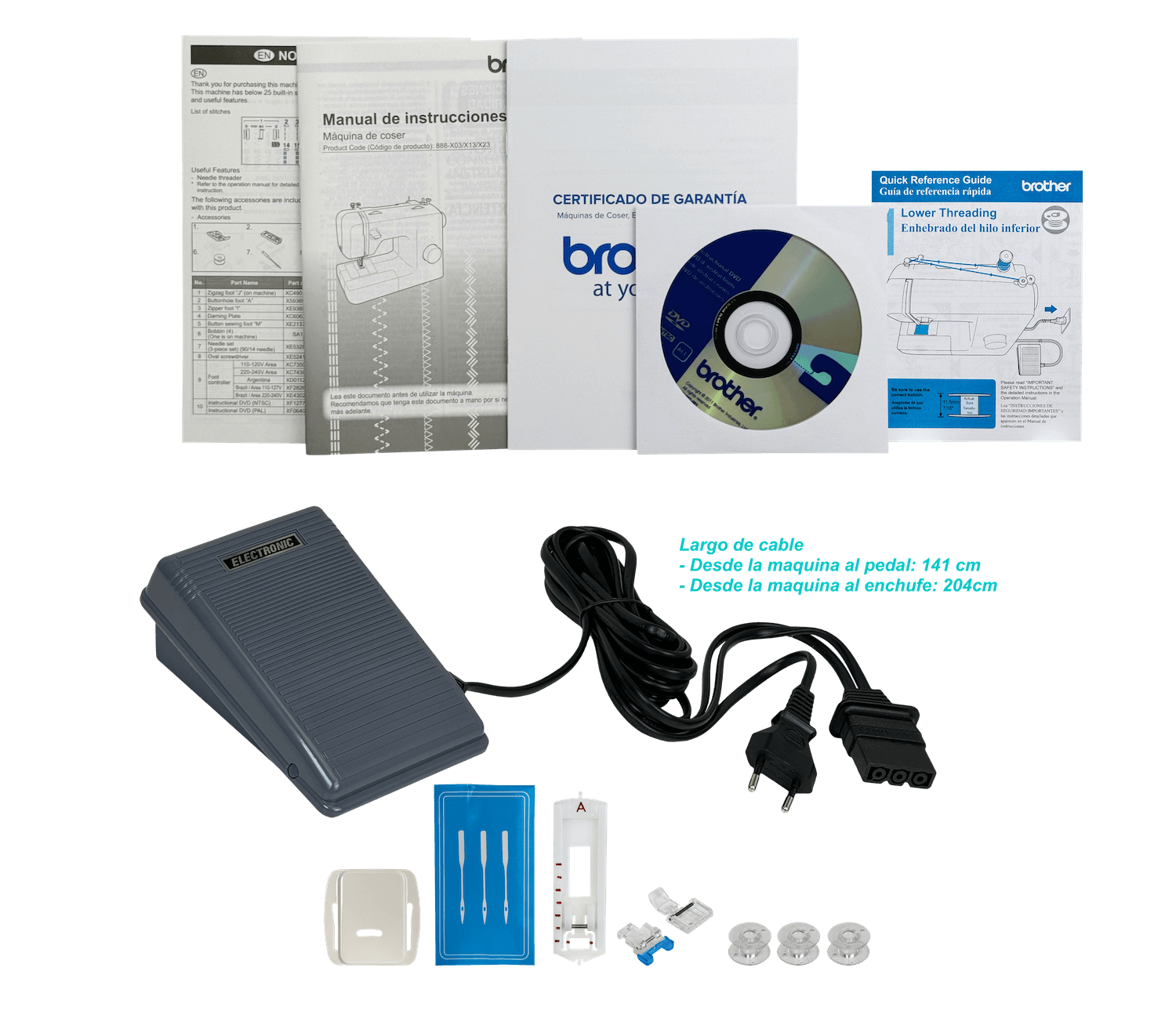 Máquina de Coser Brother XB2500, 25 Puntadas, Ojal en 4 Pasos, Enhebrador Automático 5