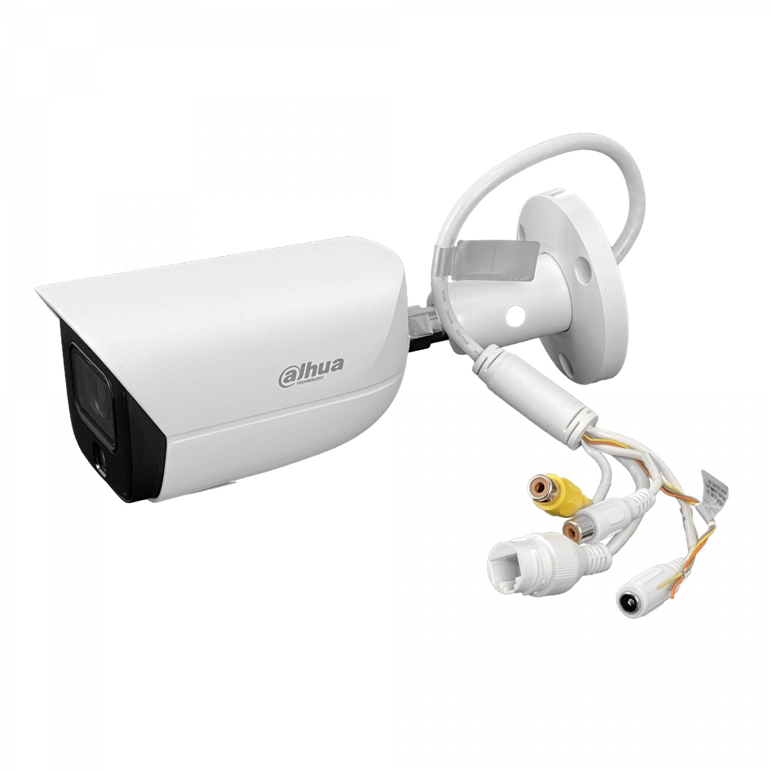 Cámara Bala Dahua 4MP Full Color 2.6mm RCA PoE 30m IP67 MicroSD WizSense SMD HFW3449E 2