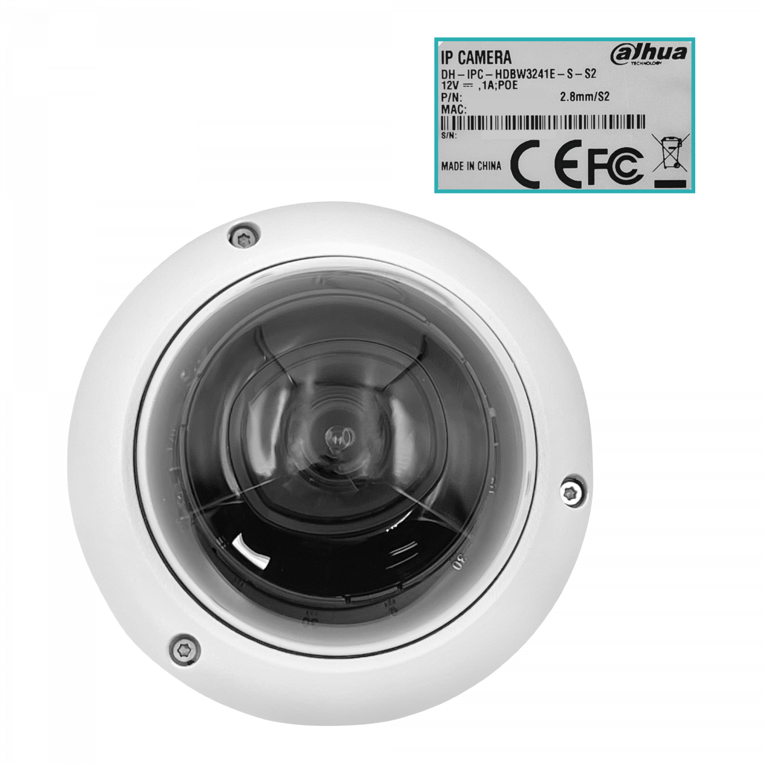 Cámara Mini Domo Dahua 2MP Fijo 2.8mm PoE IR50m IP67 IK10 WizSense Profesional 3