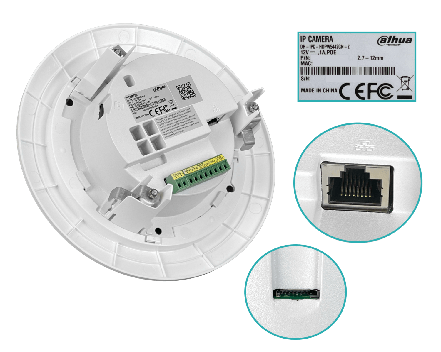 Cámara Domo Dahua 4MP Motorizada 2.8-12mm PoE IR40m IP67 MicroSD Pro IA HDPW5442 5