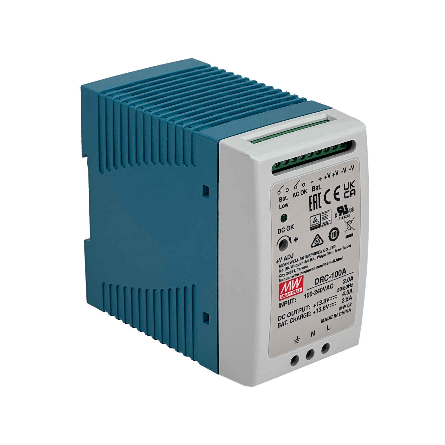 MEANWELL 13,8VDC 100W 4,5A ajus/27,6V Ancho-55mm Riel-DIN Fuente Poder 3
