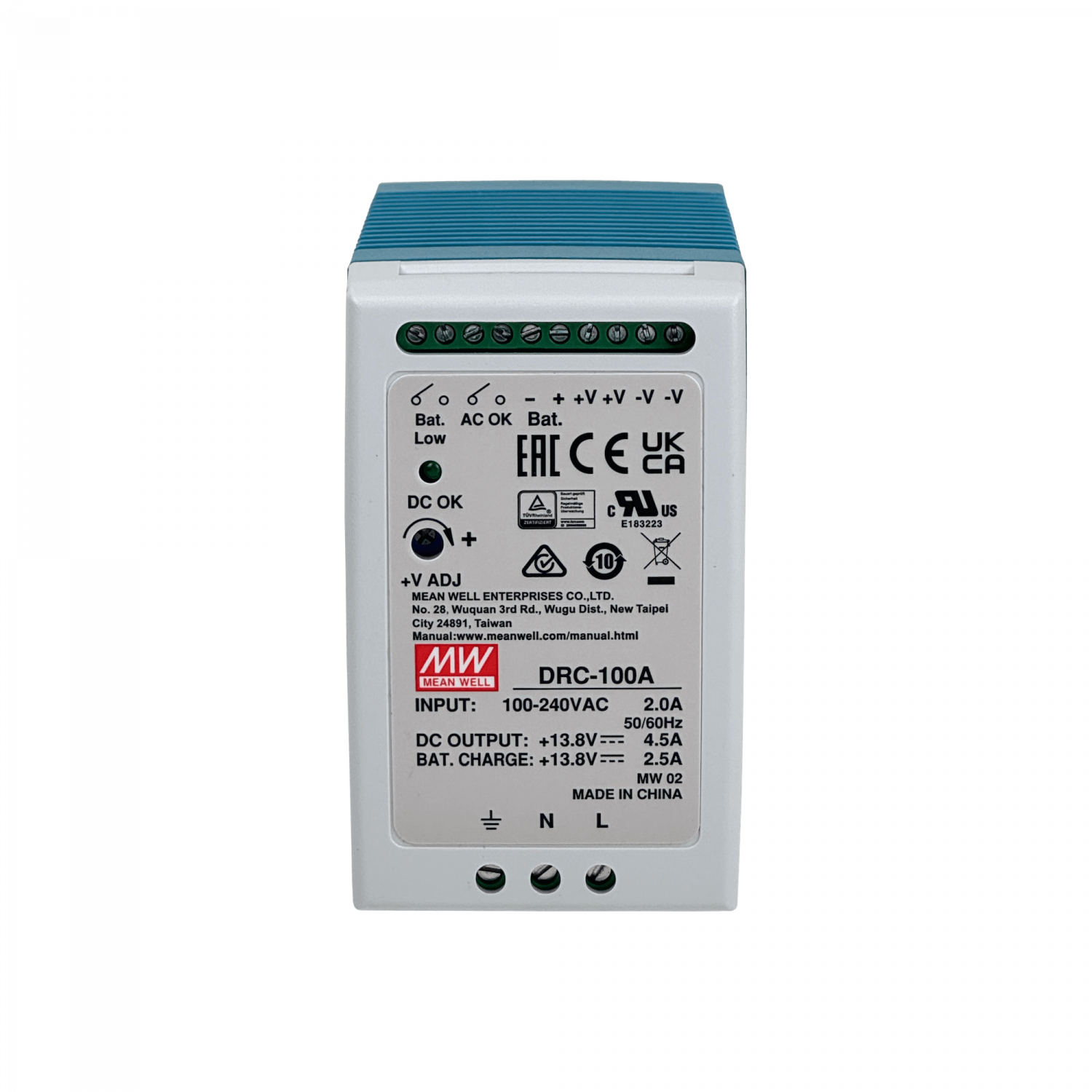 MEANWELL 13,8VDC 100W 4,5A ajus/27,6V Ancho-55mm Riel-DIN Fuente Poder 4