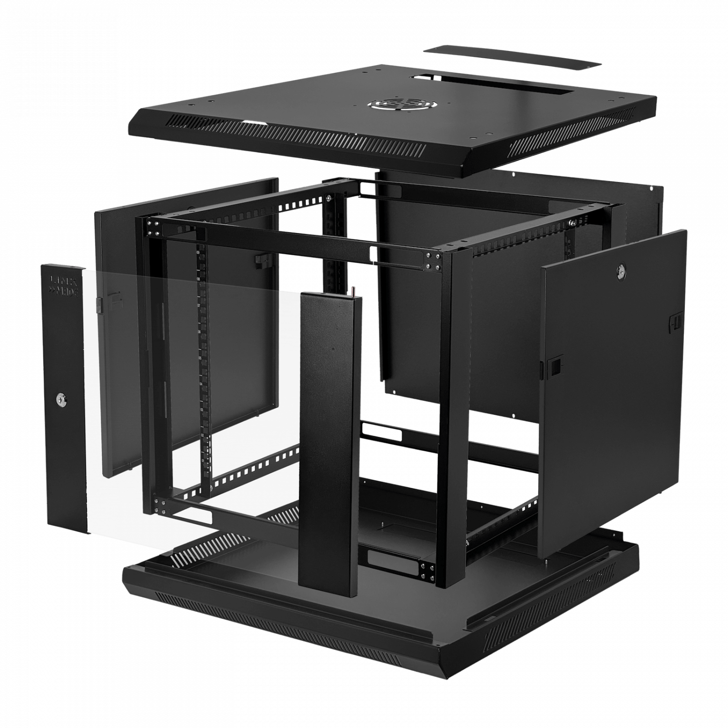 Gabinete Pared LINKMADE RK09-6LD 9U Fondo 60cm Negro Desarmado 3