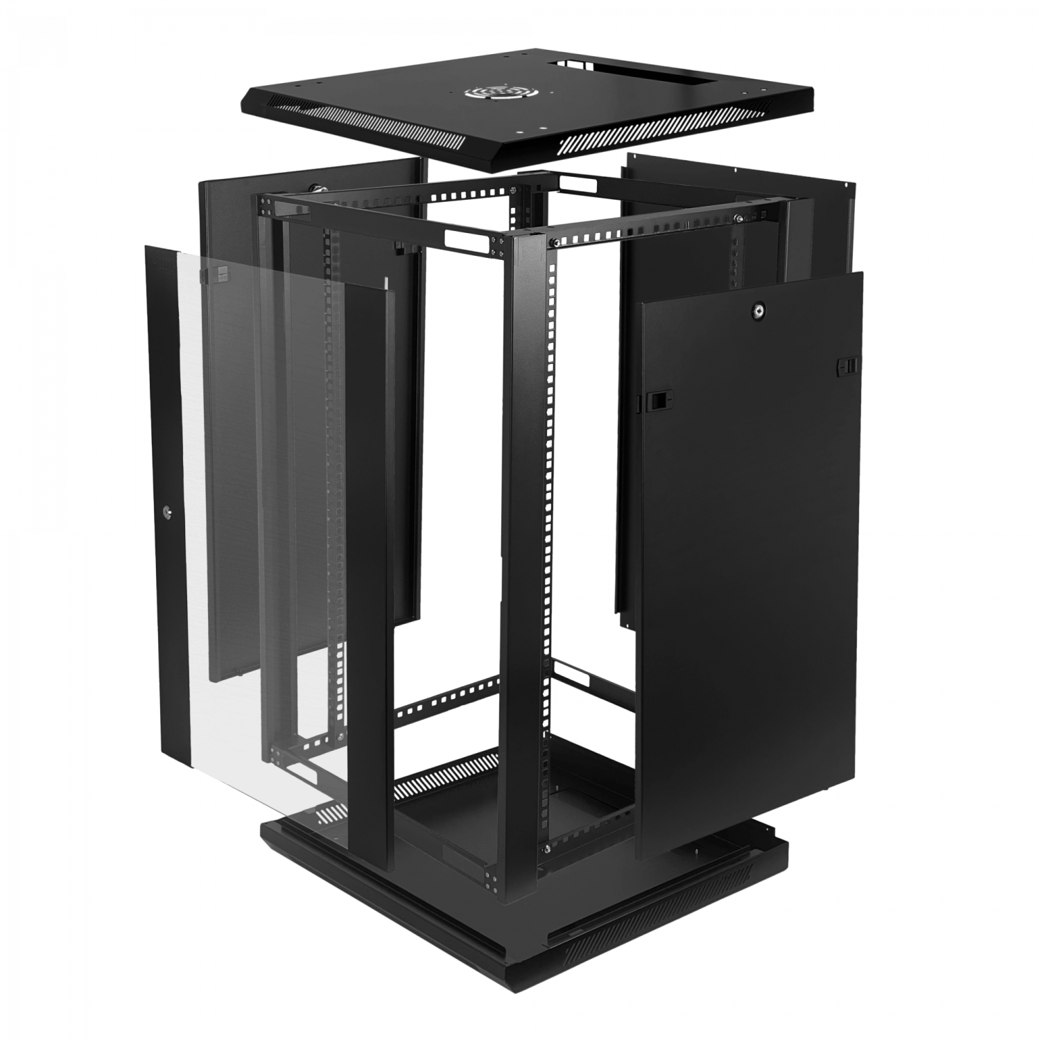 Gabinete Rack LINKMADE RK18-6LD 18U 60cm de Fondo Desarmado para Montaje en Pared - Negro 3