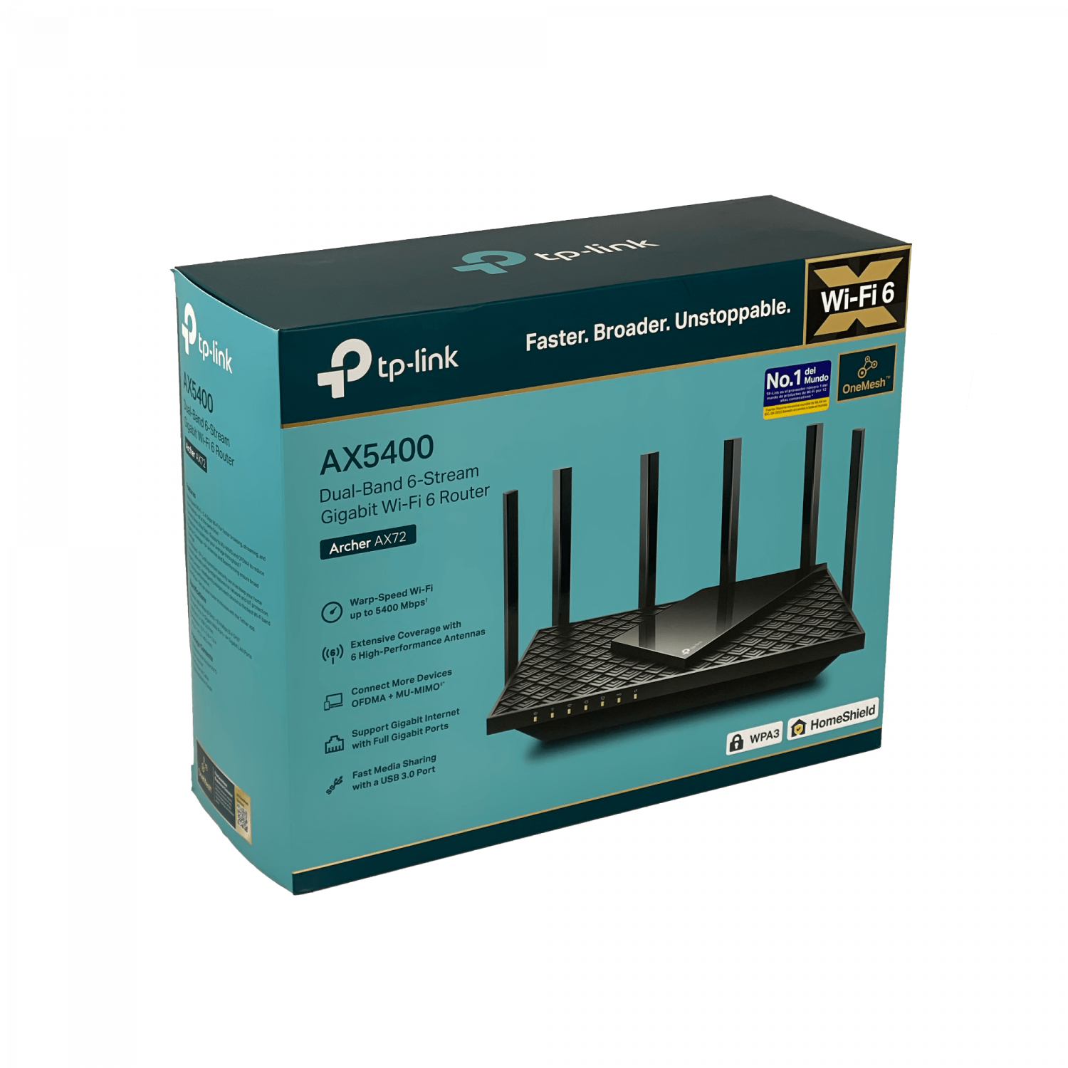 Router TP-Link Archer AX72 - Wi-Fi 6 de Doble Banda AX5400, Gigabit, OFDMA, MU-MIMO 5