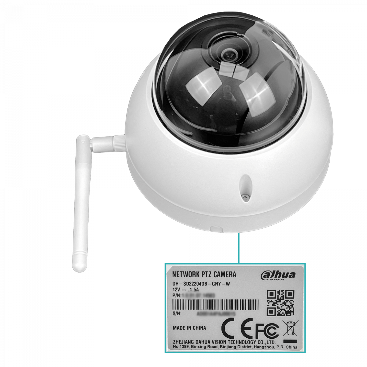 Cámara PTZ Dahua 2MP Wifi 2.8-12mm PoE 4xZoom IR IP66 IK10 WizSense SD22204DB 2