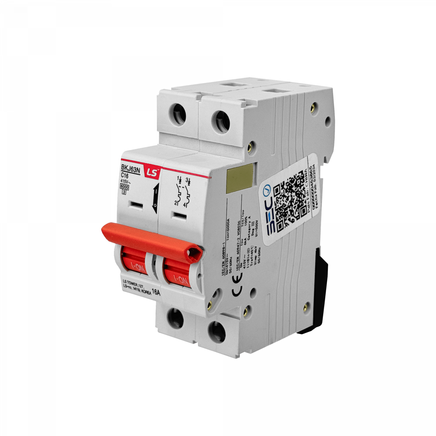 LS 2x16A 6kA 230/400V Interruptor Automatico Bipolar 2x16A Curva C16 3