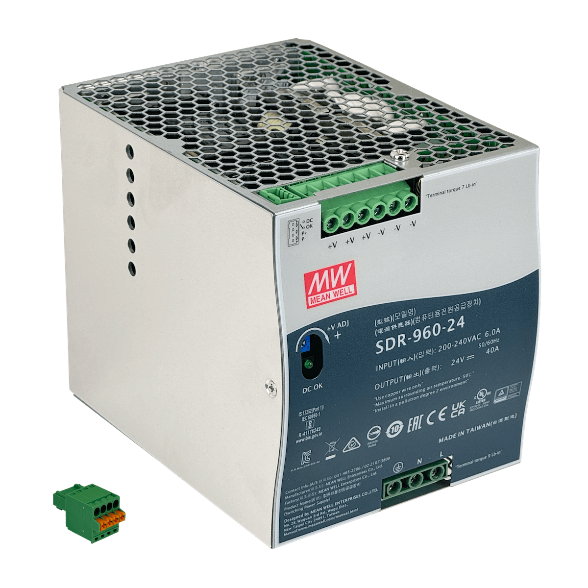 MEANWELL 24VDC 960W 40A Ajustable Ancho-110mm Riel-DIN Fuente-Poder 6