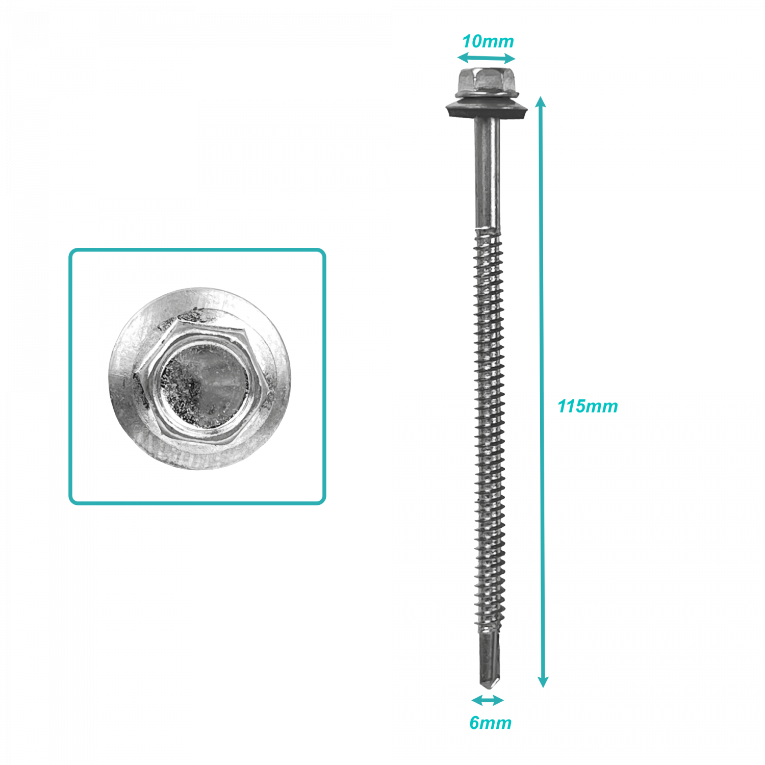 Hexagonal-10mm 100u 14x4 1/2 Largo-115mm Torn Autoperforante 641544001 3