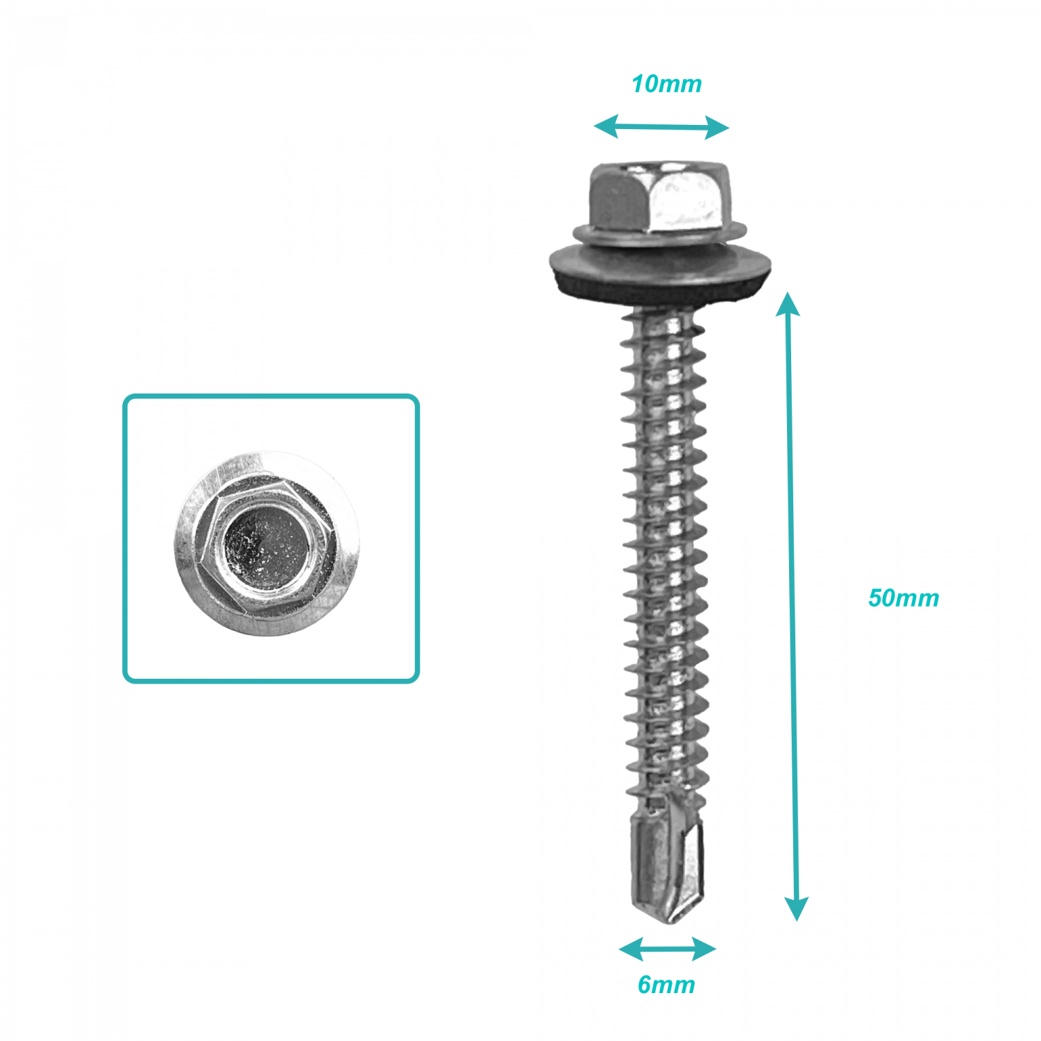 Hexagonal-10mm 100u. 14x2 Largo-50mm Tornillo Autoperforante 641464001 1