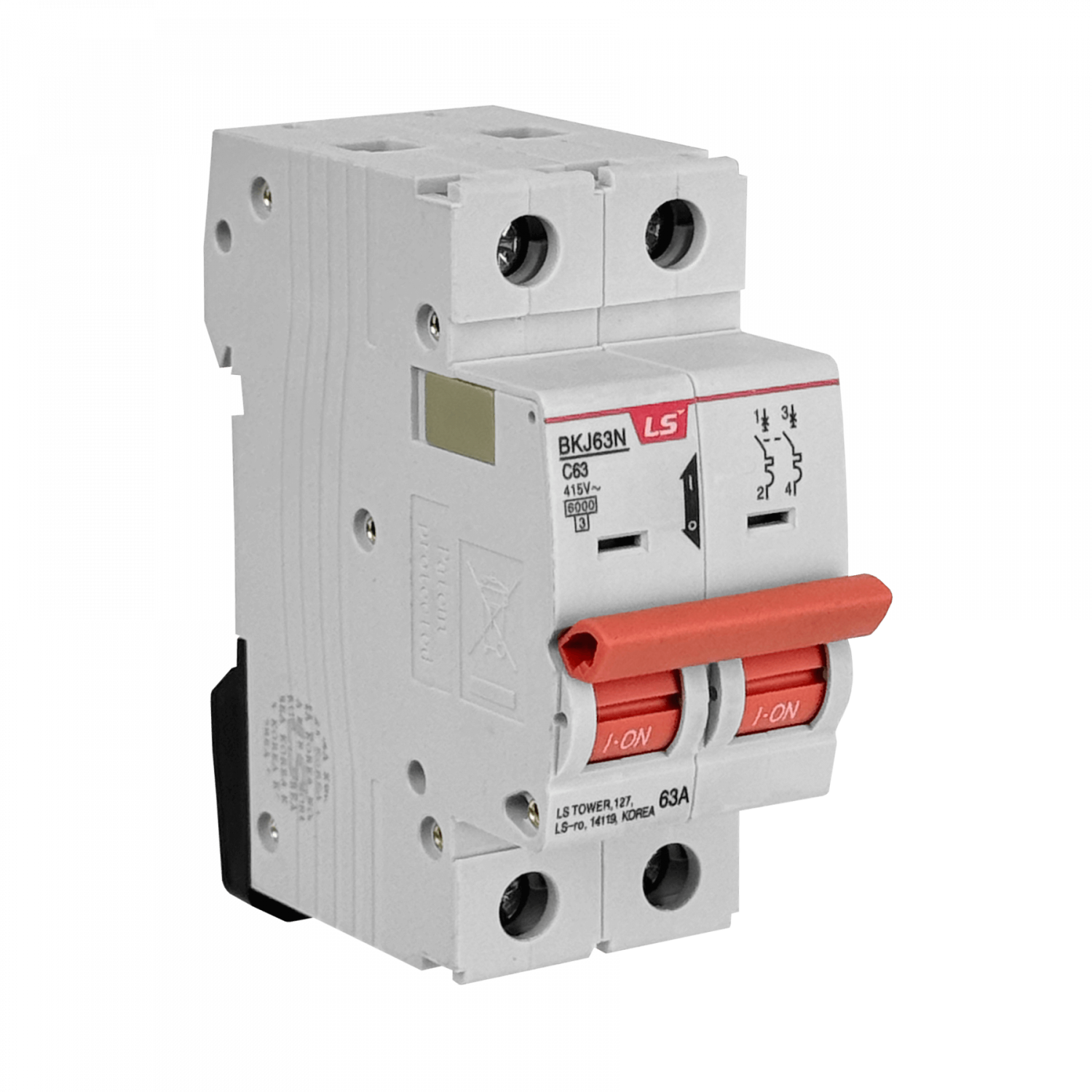 LS 2x63A 6kA 230/400V Interruptor Automatico Bipolar 2x63A Curva C63 2