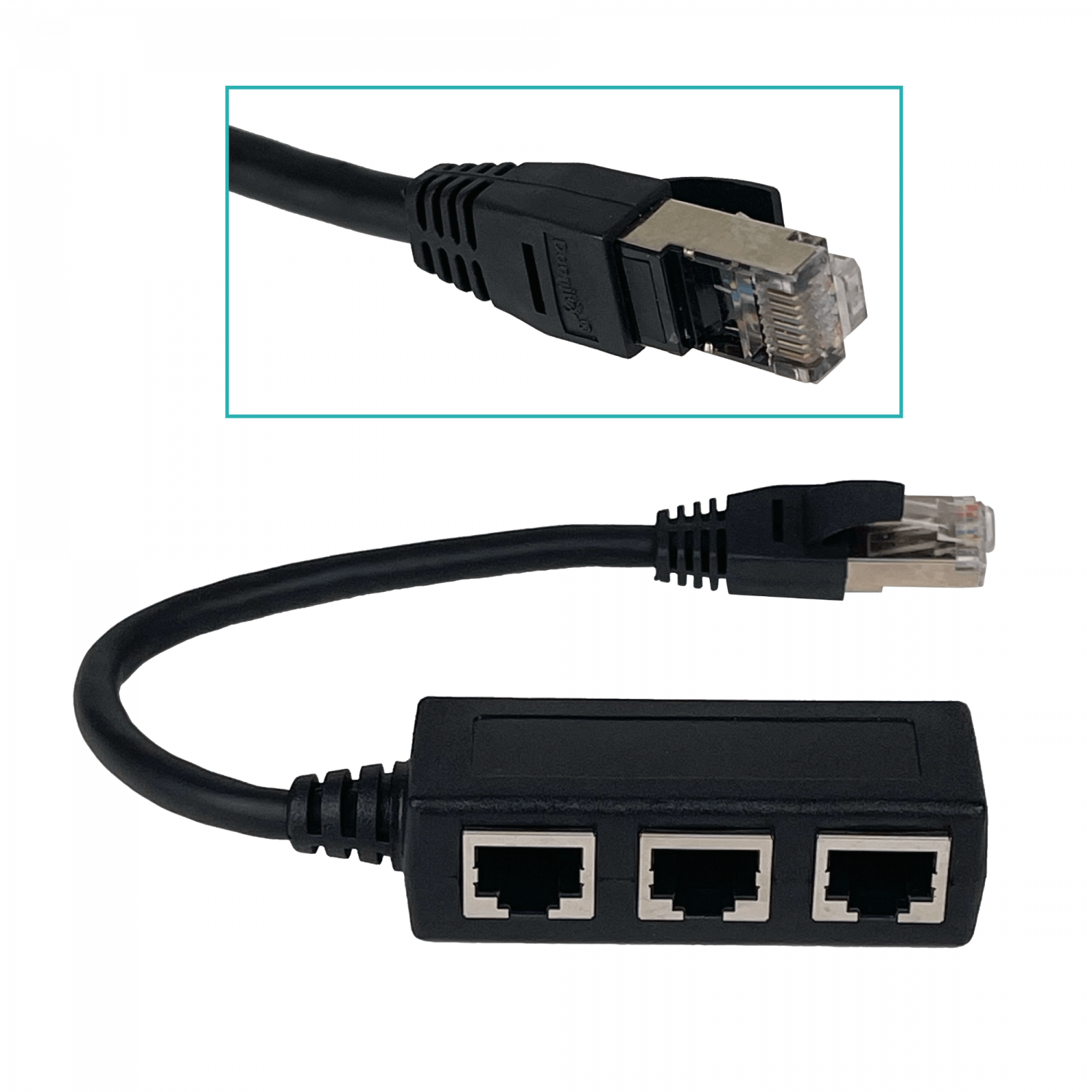 Adaptador de Red Divisor de Cable Ethernet CAT6 1-RJ45-M 3-RJ45-H 1